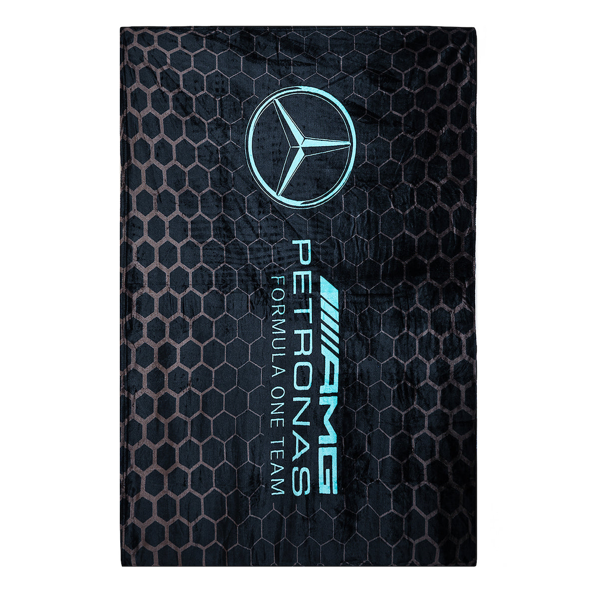 F1 Mercedes AMG Petronas Official Fleece Blanket | Super Soft Warm Black Throw Stealth Formula One Design | Perfect For The Bedroom Camping & Sleepovers 40 x 59”