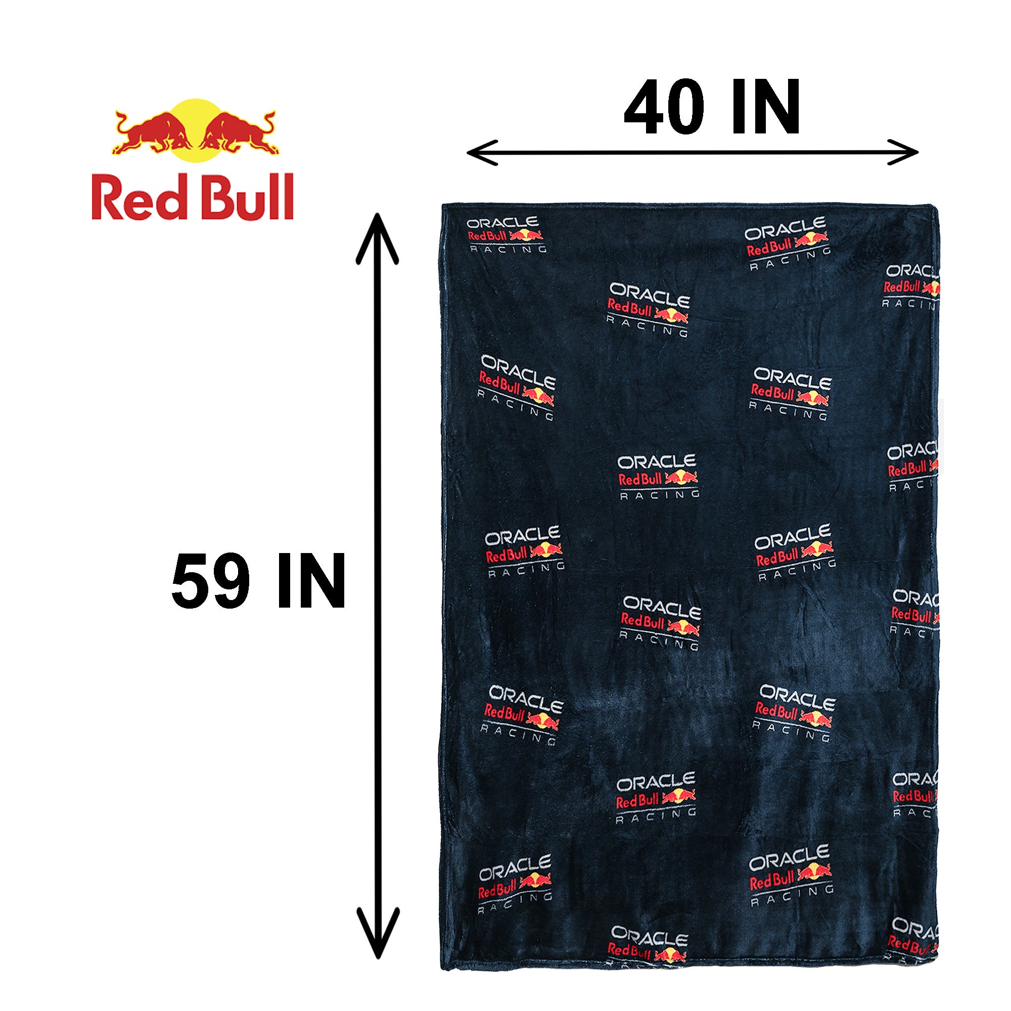F1 Oracle Red Bull Racing Officially Licensed Fleece Blanket | Formula One Design Super Soft Warm Throw | Perfect For Teen Bedrooms Camping & Sleepovers | Size 40 x 59” | Navy
