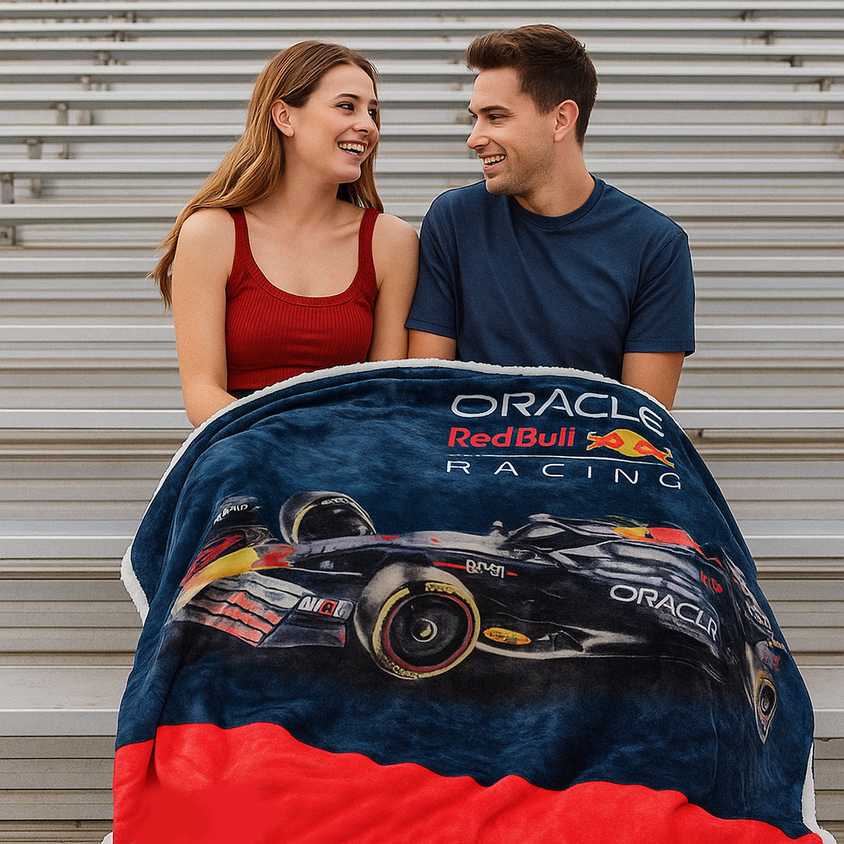 F1 Oracle Red Bull Racing Official Fleece Throw Blanket 47x59 in, Soft Warm Polyester Blanket for Couch, Bed and Travel, Gift for Motorsport Fans