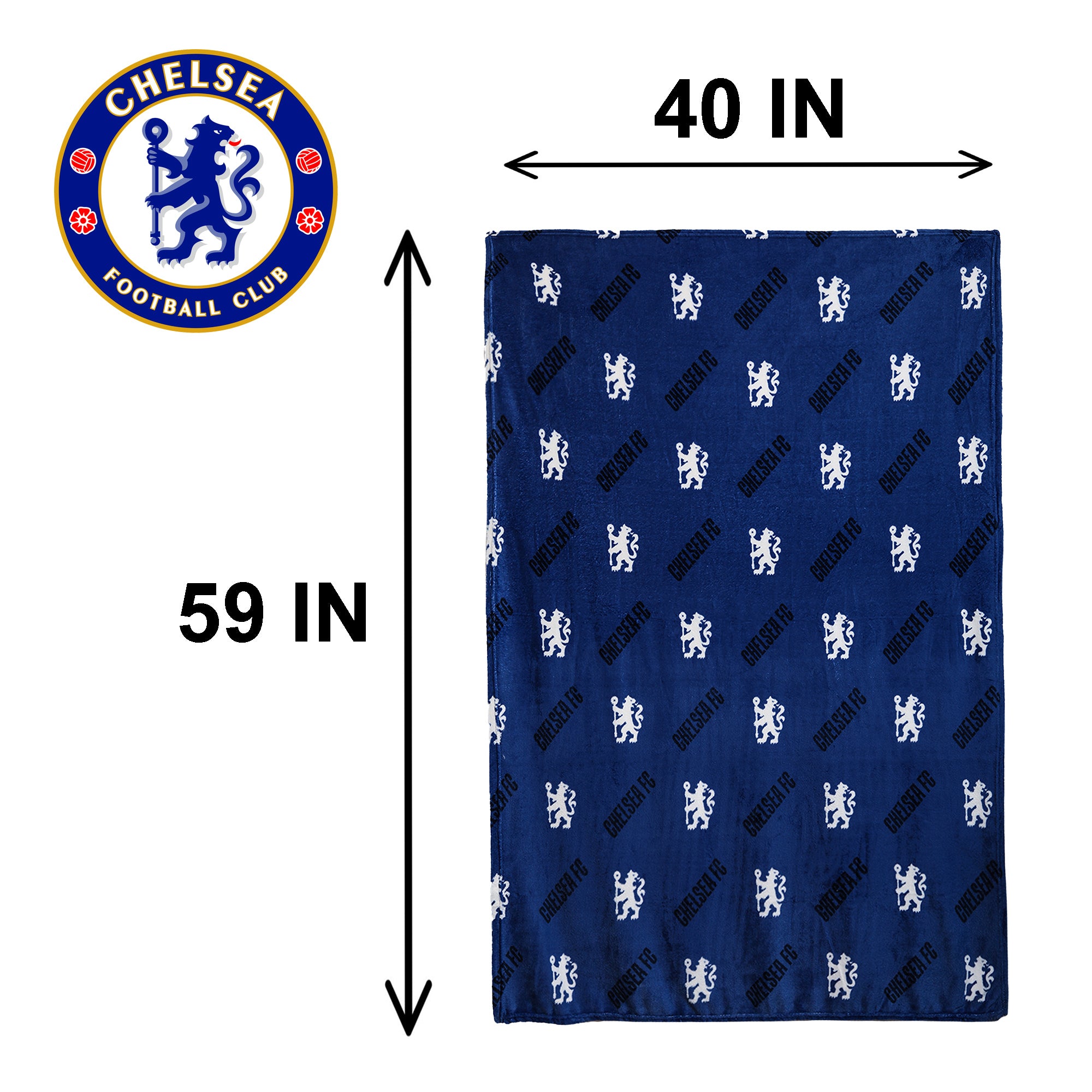 Chelsea FC Official Fleece Throw Blanket – Soft Lightweight Blue Football Blanket for Sofa, Bed & Travel, Machine Washable Polyester (100x150 cm)