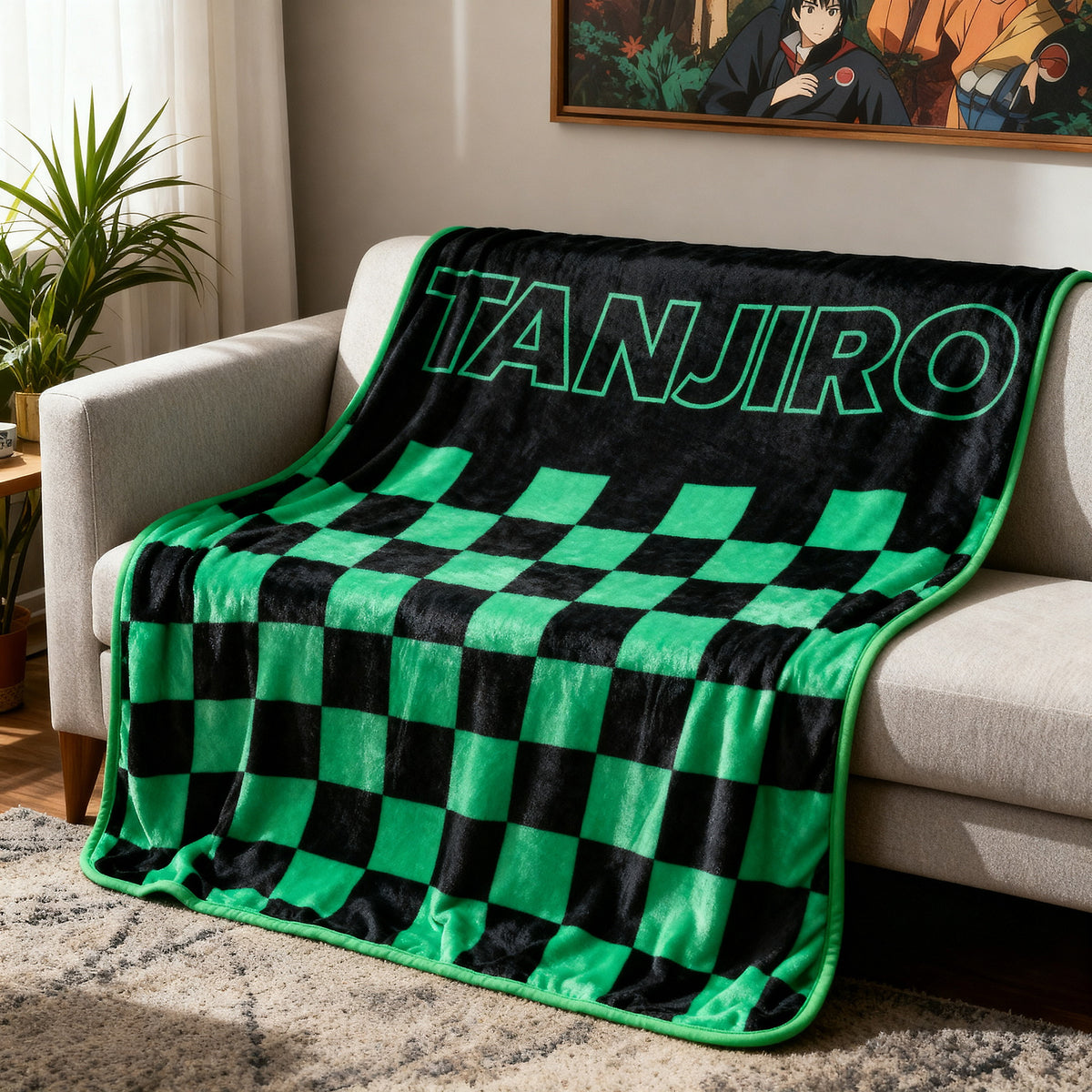 Demon Slayer Tanjiro Digital Print Throw Blanket for Cozy Snuggling