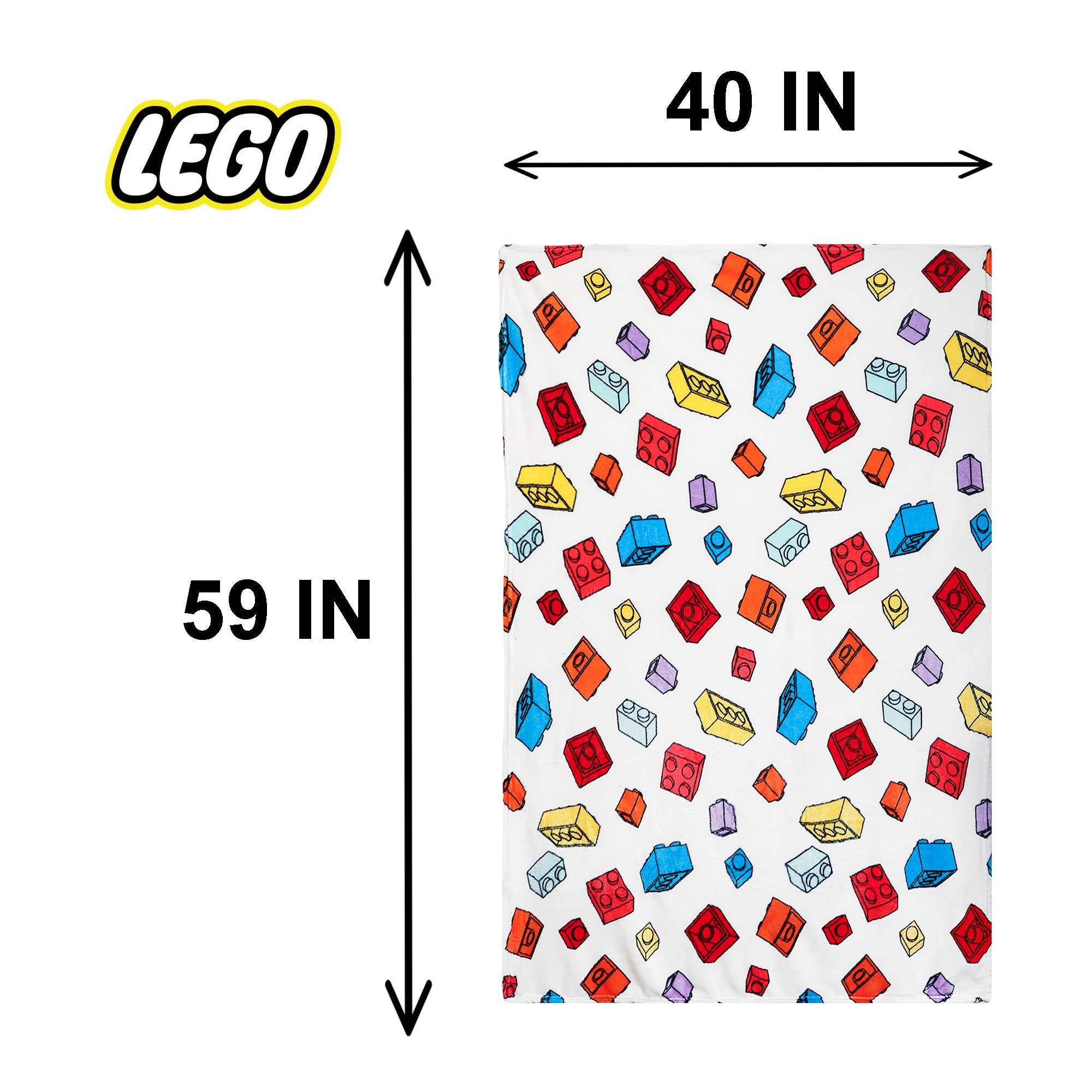 Official Lego Fleece Blanket | Toy Building Block Design Super Soft Warm Throw | Perfect For Toddler Bedrooms Camping & Sleepovers | Size 40x59"