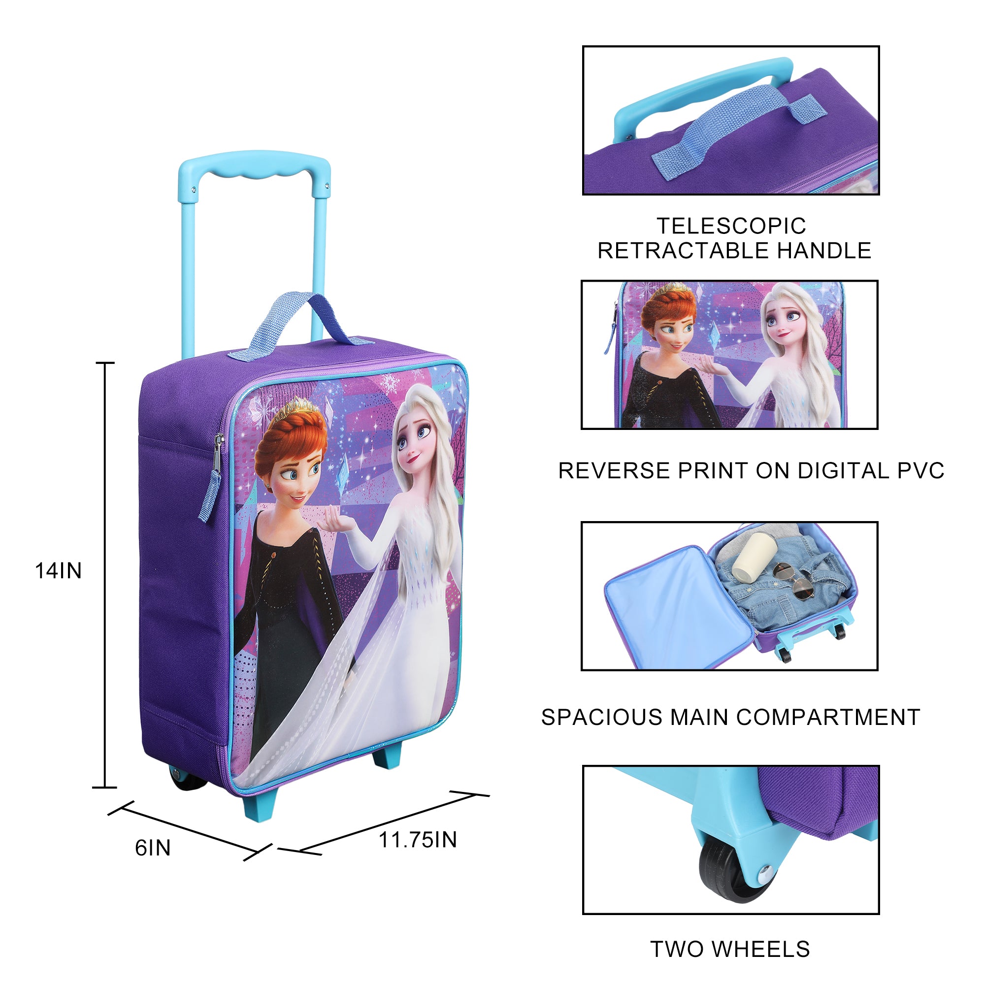 Frozen 2 Anna & Elsa Formal Wear 14" Youth Purple Pilot Case