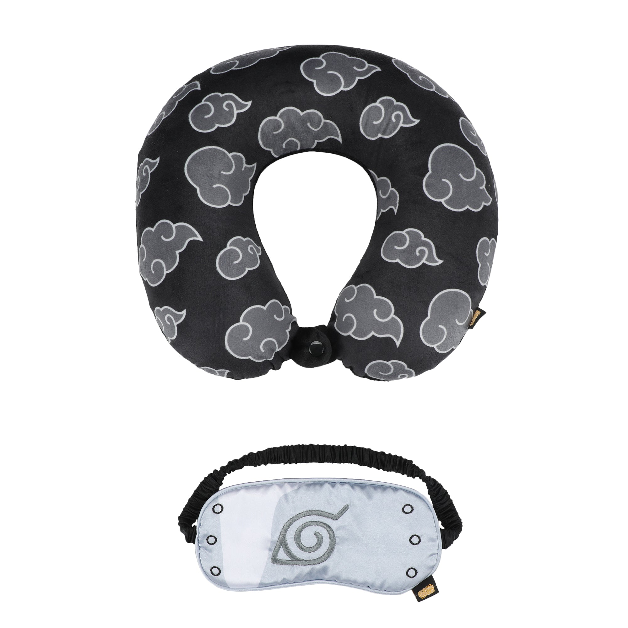 Naruto Gray Clouds 3-Piece Neck Pillow Travel Set With Eye Mask & Blanket