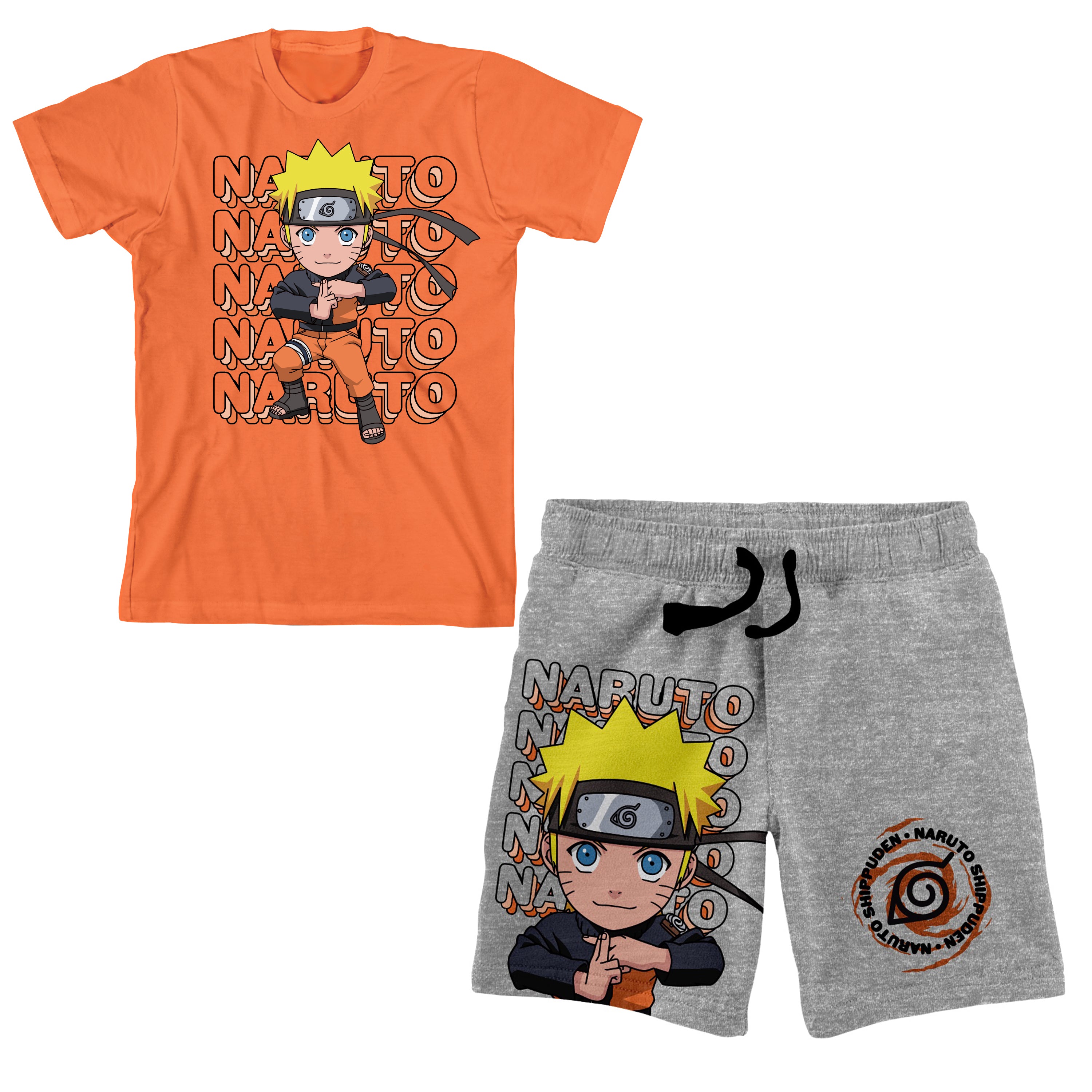 Naruto Shippuden Chibi Naruto Boy's T-shirts Graphic Tee And Shorts Set