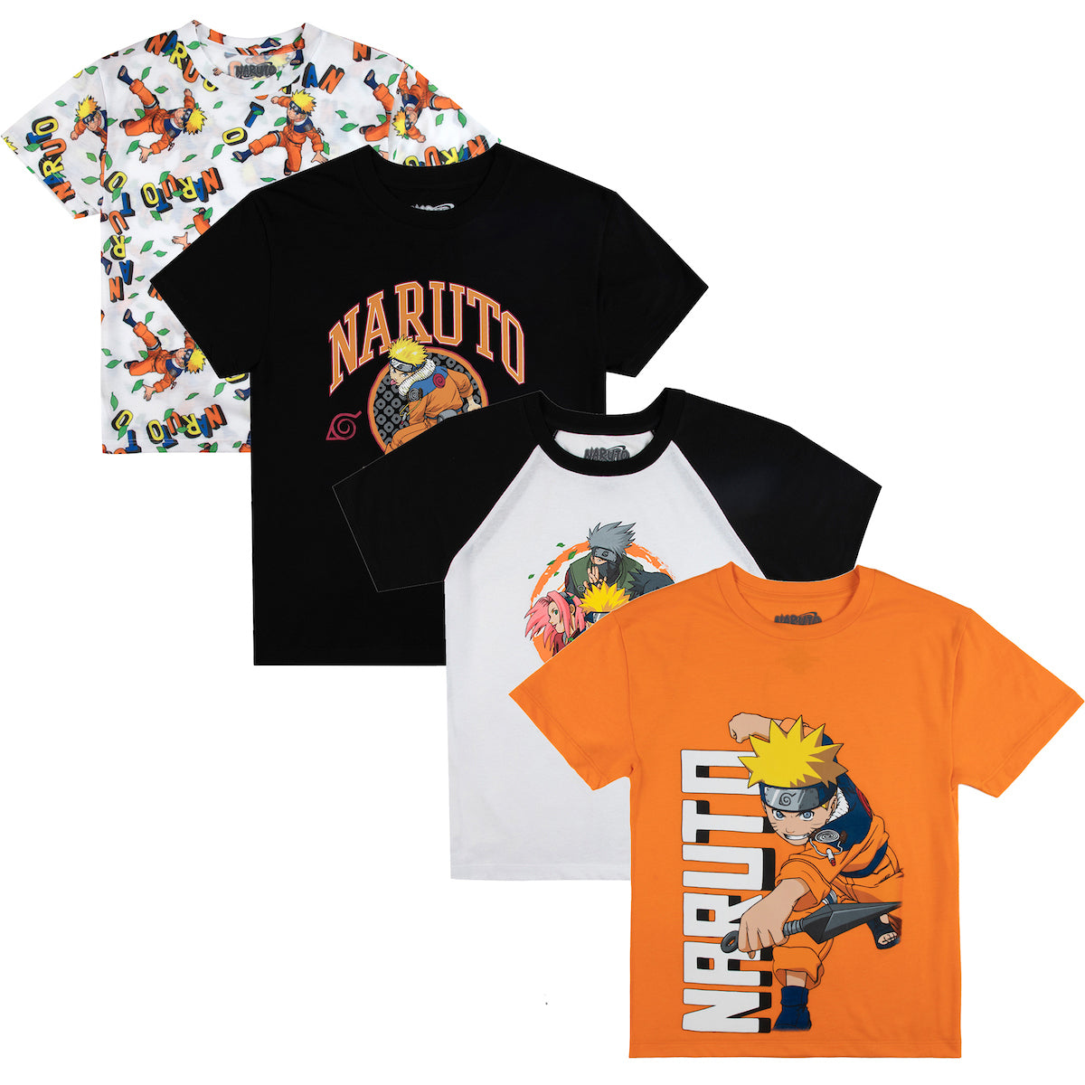 Naruto Uzumaki Crew Neck Short Sleeve 4pk Boy's Tees