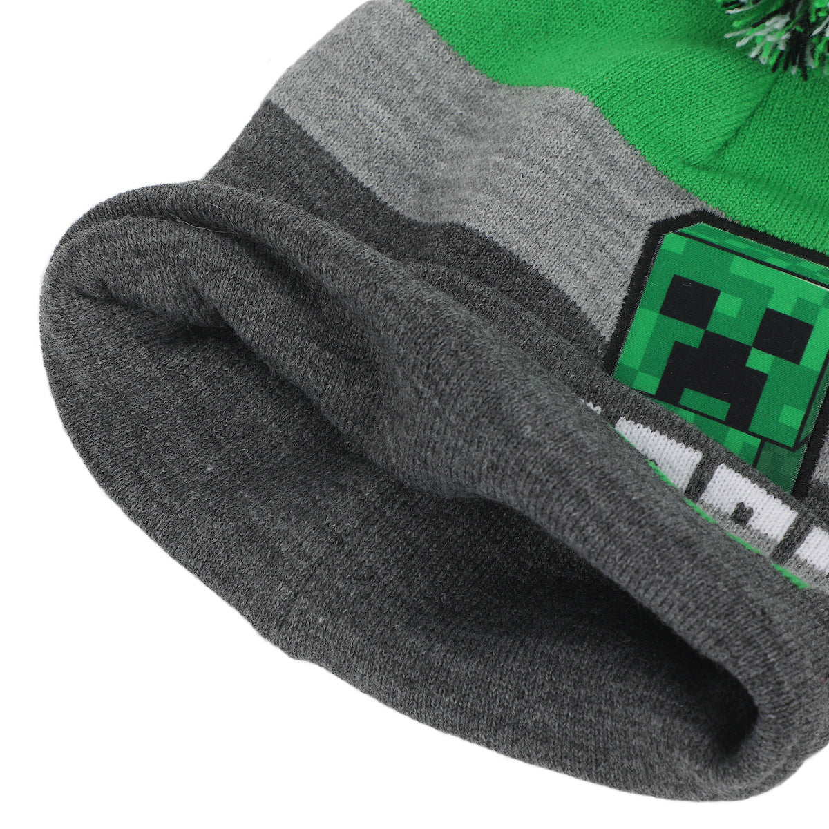 Minecraft Creeper Character Youth Beanie and Gloves Set
