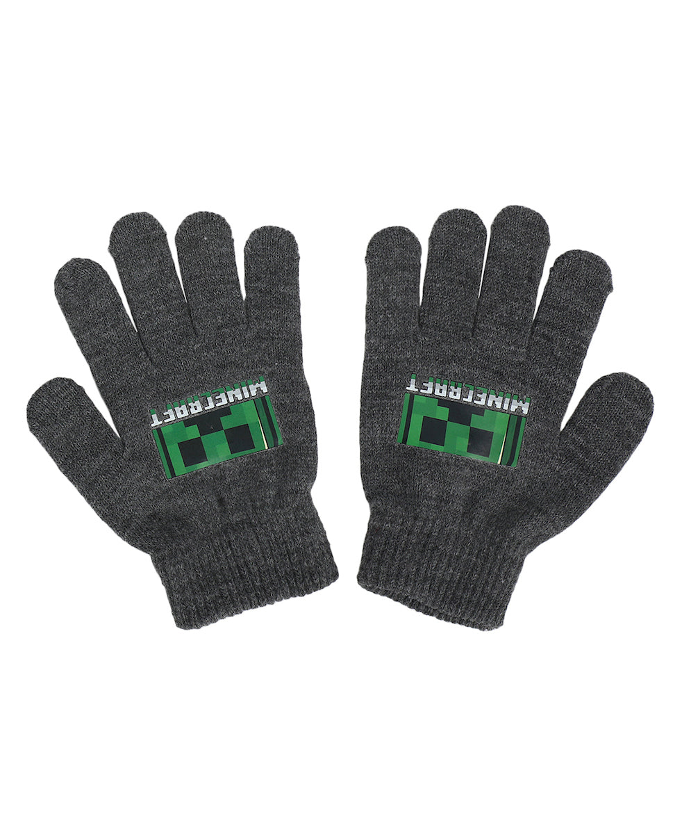 Minecraft Creeper Character Youth Beanie and Gloves Set