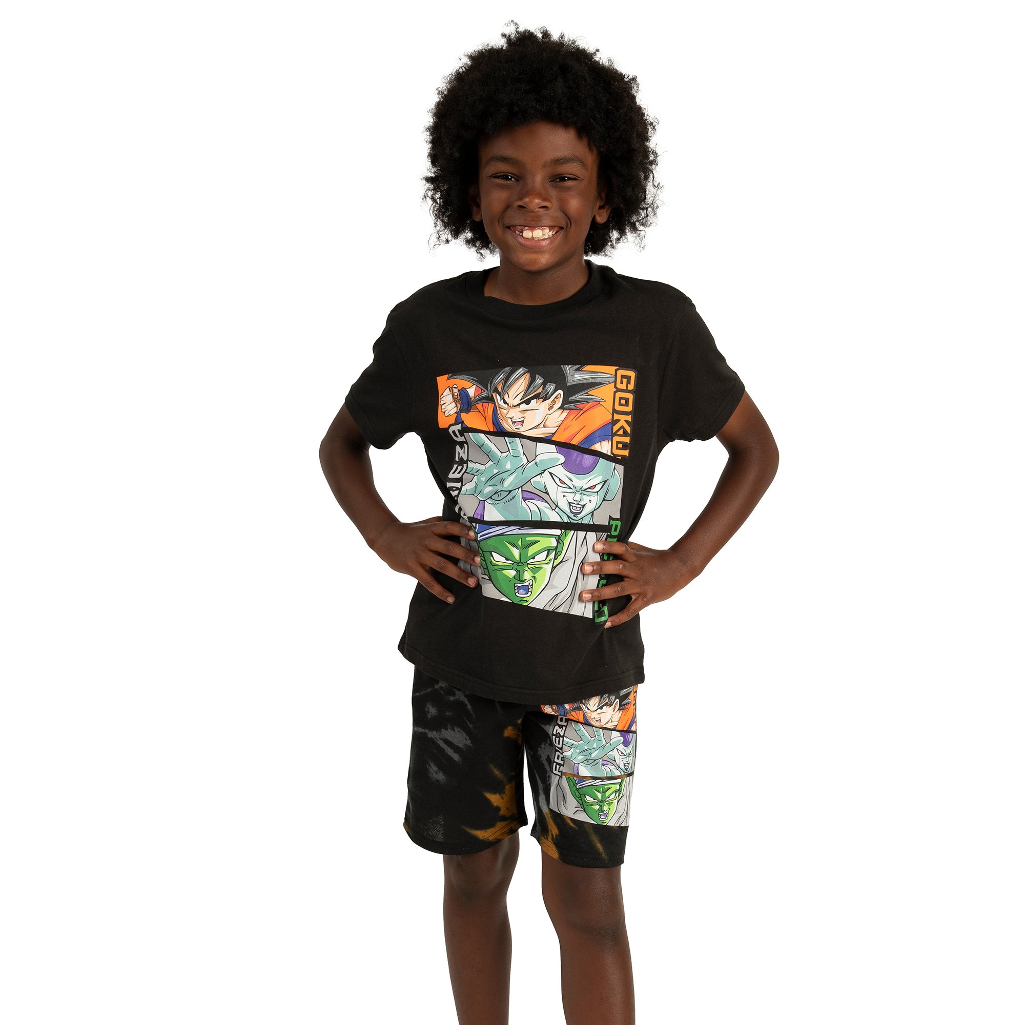 Dragon Ball Z Goku, Frieza, and Piccolo Short Sleeve Tee and Lounge Shorts 2-Piece Set