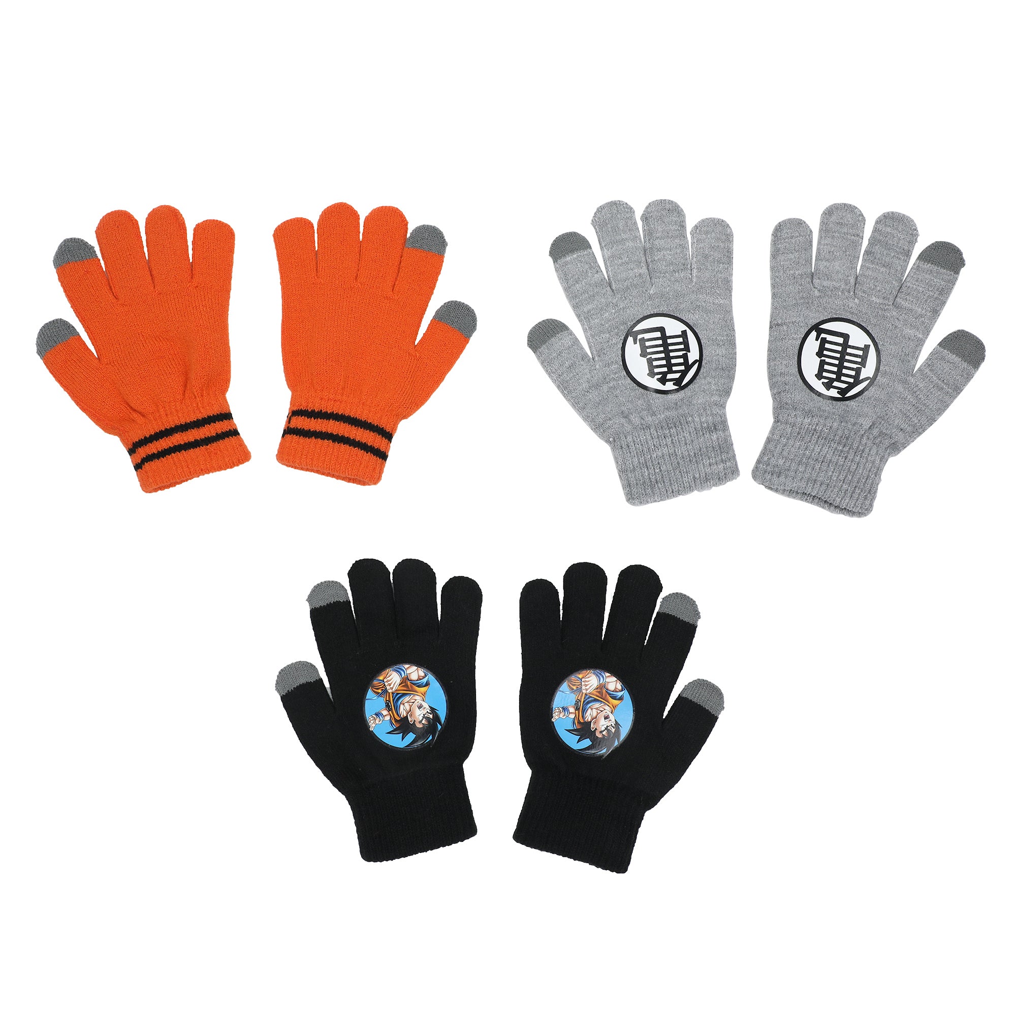 Dragon Ball Z Goku and Kanji Title Logo Youth Gloves (Set of 3)