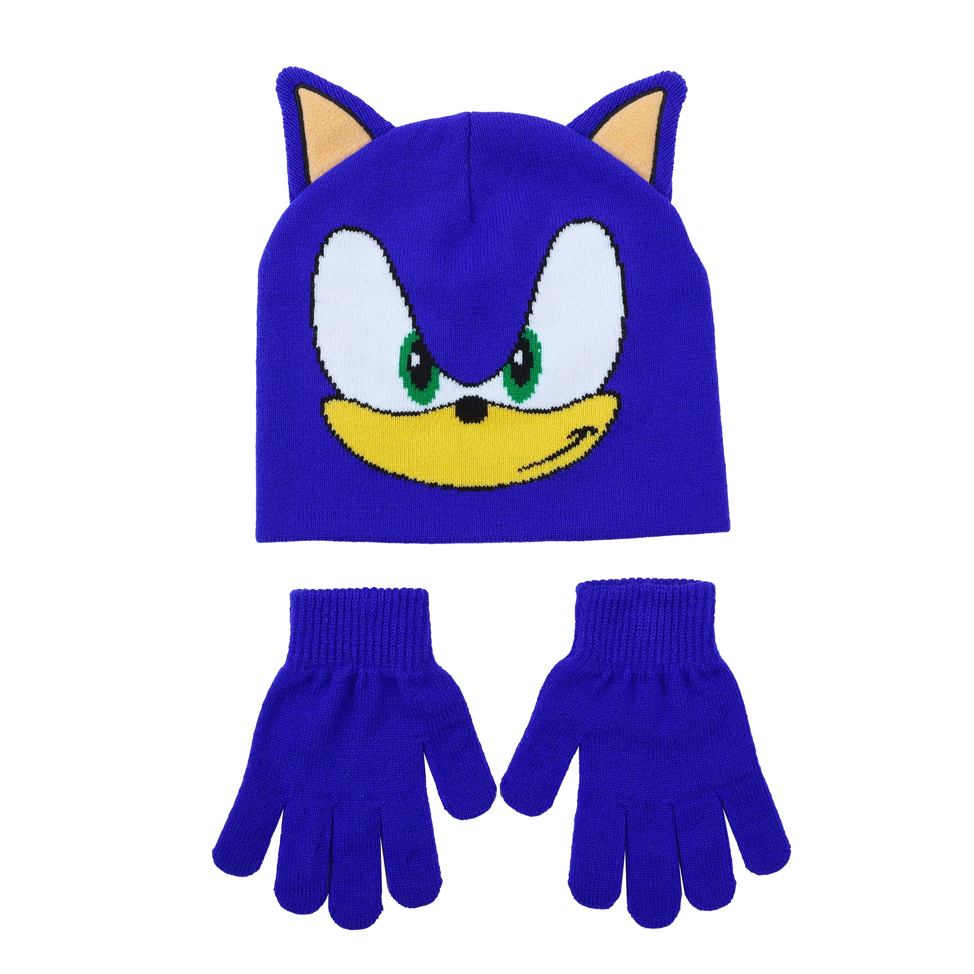 Sonic the Hedgehog Classic Character Youth Winter Hat And Knit Gloves Cold Weather Set