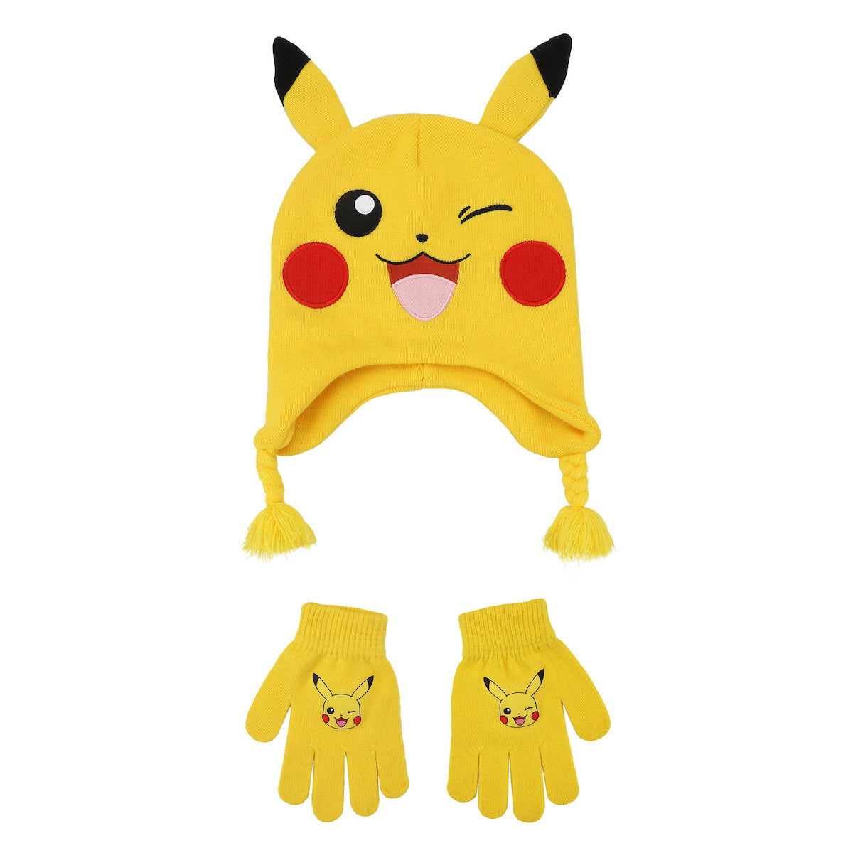 Pokémon Big Face Pikachu 2-Piece Beanie Hat & Magic Gloves Set