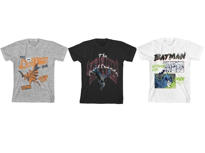 Batman Dark Knight Boy’s 3-Pack Crew Neck Short Sleeve T-shirt Set