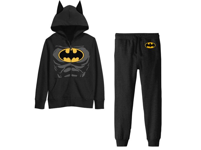 Batman Suit Boy’s 2-Pack Cosplay Zip Front Hoodie & Joggers Set