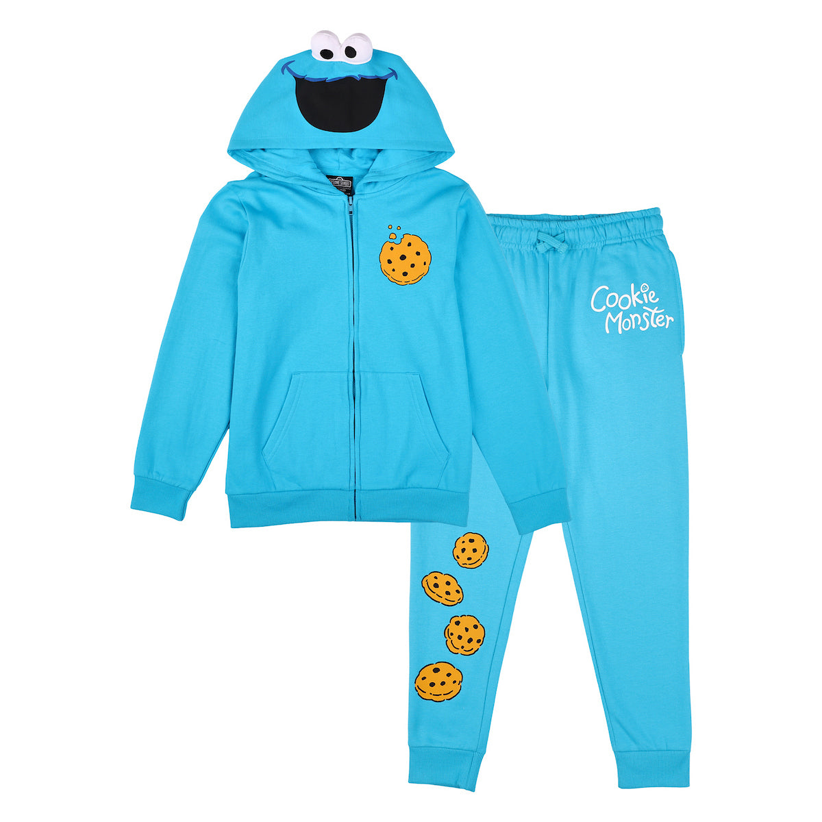 Sesame Street Cookie Monster Boy’s 2-Pack Cosplay Zip Front Hoodie & Joggers Set