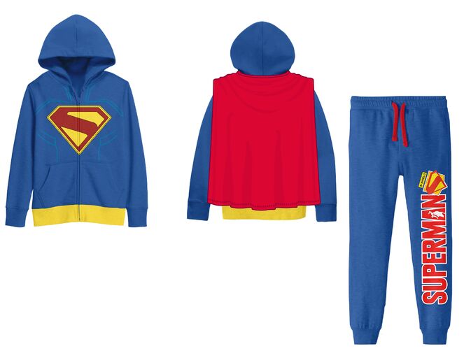 Superman Suit Boy’s 2-Pack Cosplay Zip Front Hoodie & Joggers Set