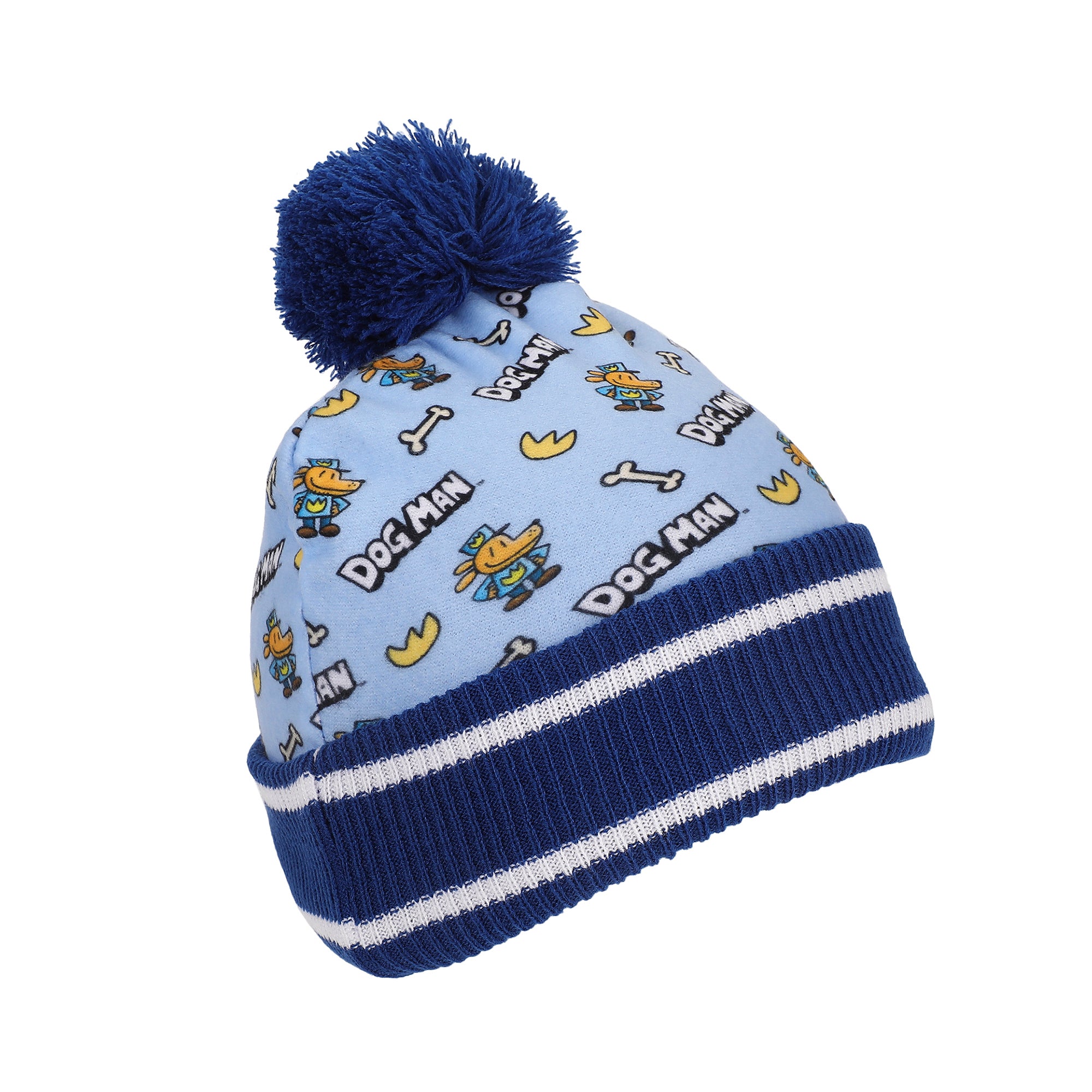 Dog Man All-Over Character Print Youth 2-Piece Knit Beanie & Gloves Set