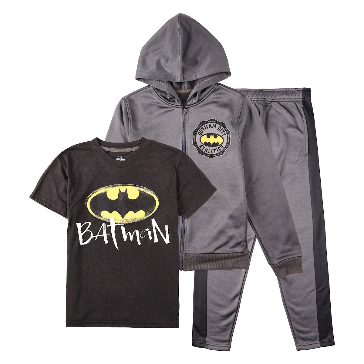 Batman Gotham City Athletics Boy's 3-Pack Hoodie Tee & Joggers Set