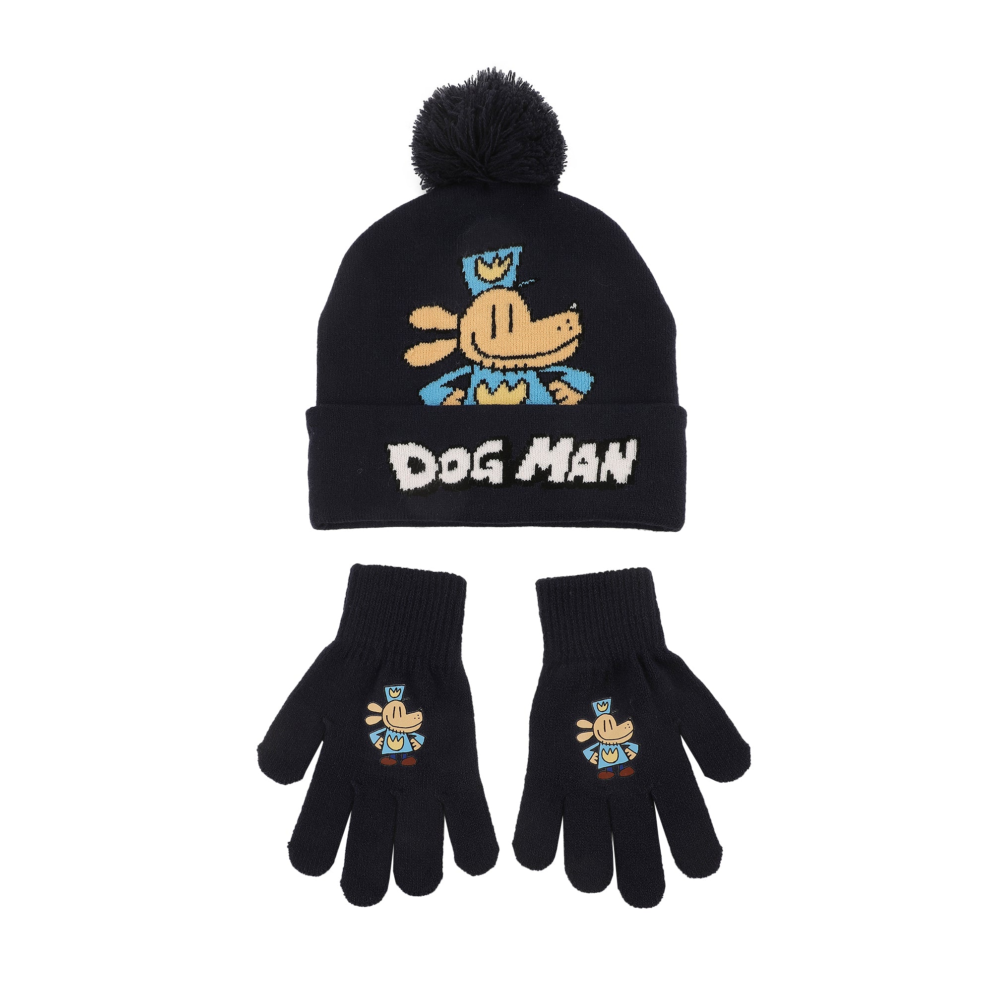 Dog Man Heroic Pose Youth 2-Piece Knit Beanie & Gloves Set