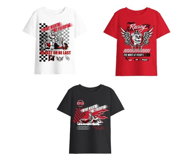 Five Nights At Freddy’s Racing Boy’s 3-Pack Crew Neck Short Sleeve T-shirt Set