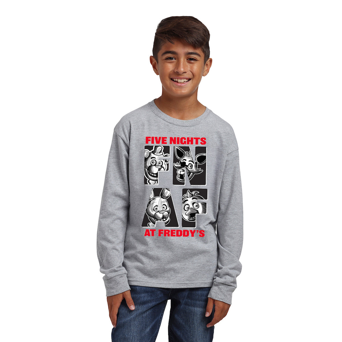 Five Nights At Freddy's Character Art Boy's 3-Pack Crew Neck Long Sleeve Shirts