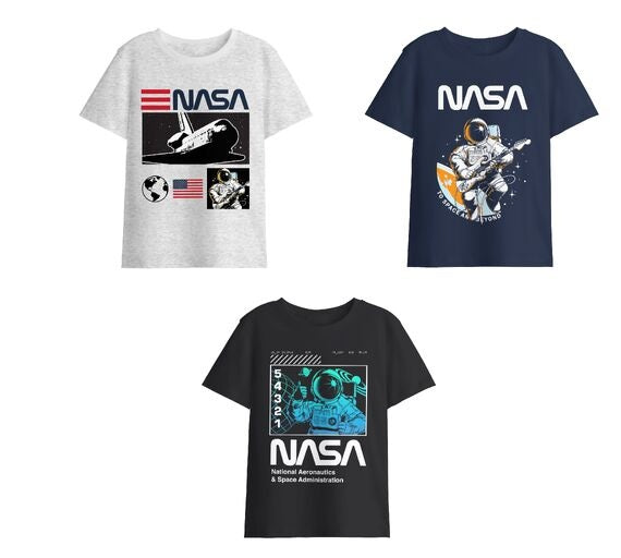 NASA Astronauts Boy’s 3-Pack Crew Neck Short Sleeve T-shirt Set