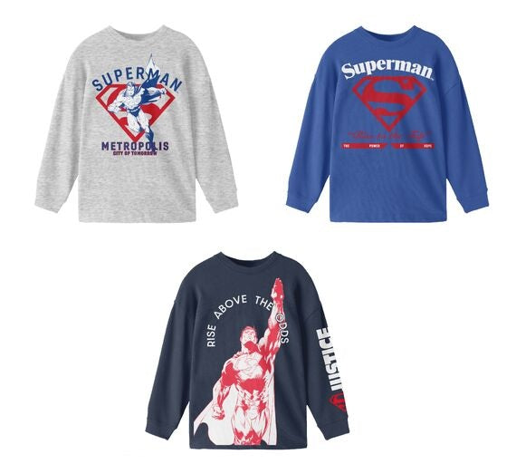 Superman Rise Boy’s 3-Pack Crew Neck Long Sleeve Shirt Set