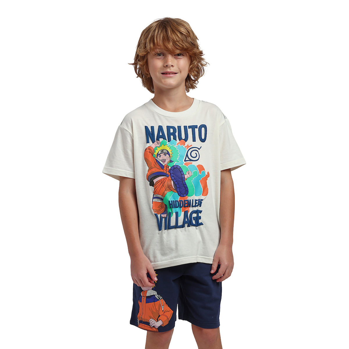 Naruto Hidden Leaf Village Boy's 2-Pack Tee & Lounge Shorts Combo Set