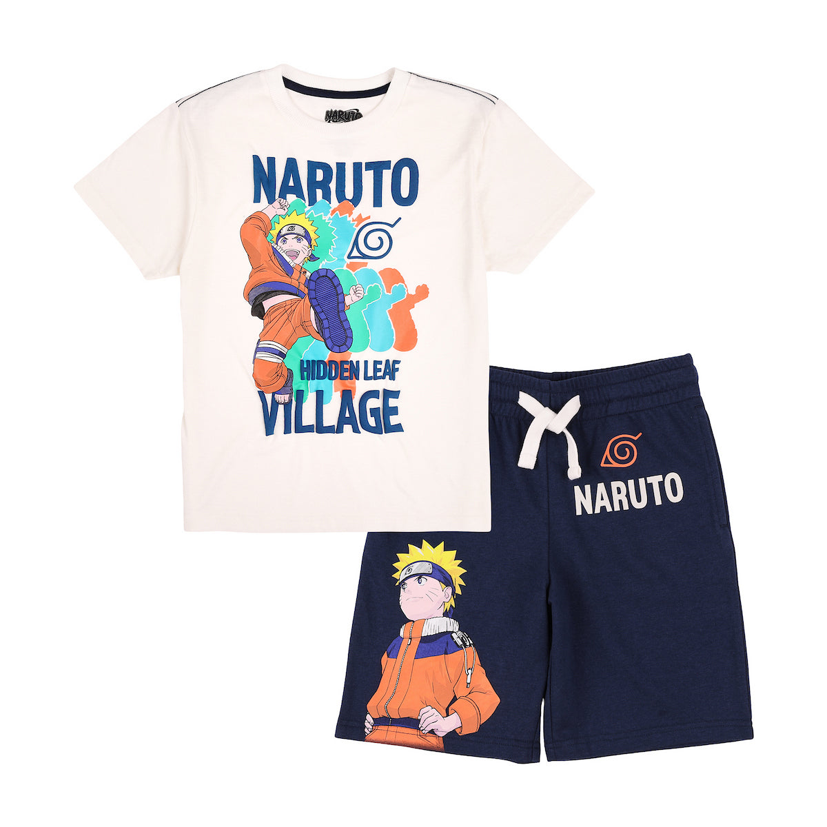 Naruto Hidden Leaf Village Boy's 2-Pack Tee & Lounge Shorts Combo Set