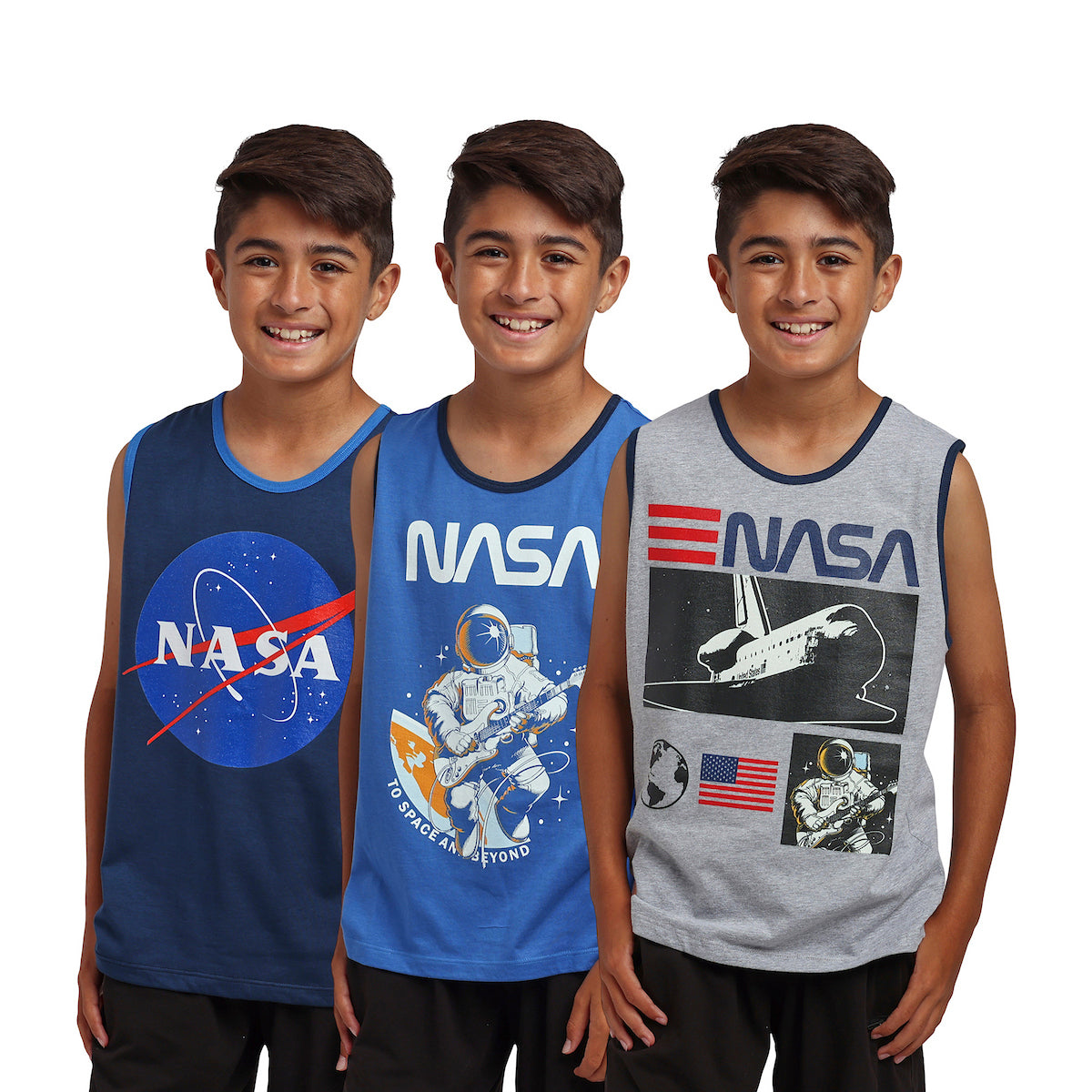 NASA Astronauts & Shuttles Boy’s 3-Pack Tank Top Set