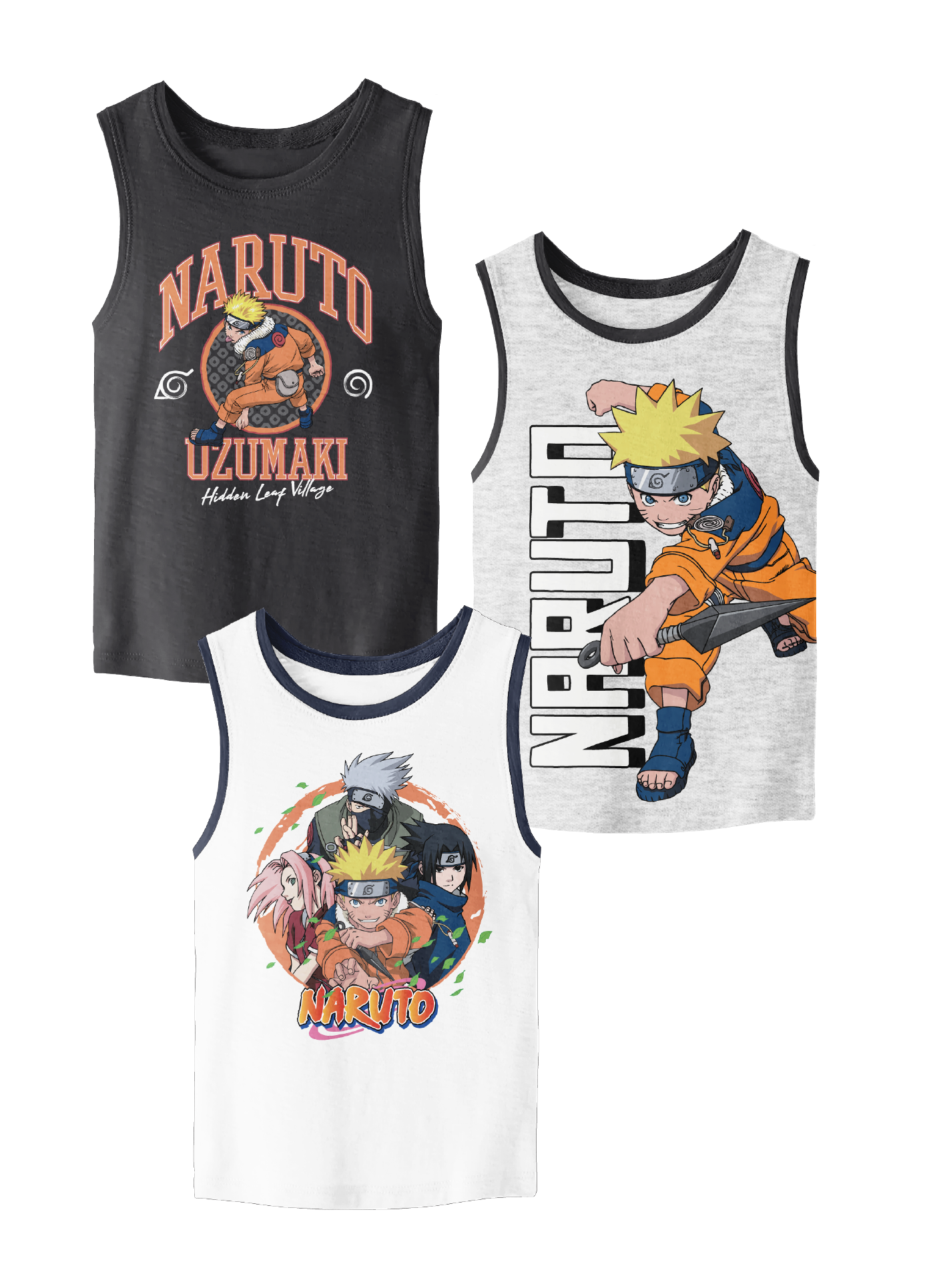 Naruto Group Shot Boy’s 3-Pack Tank Top Set