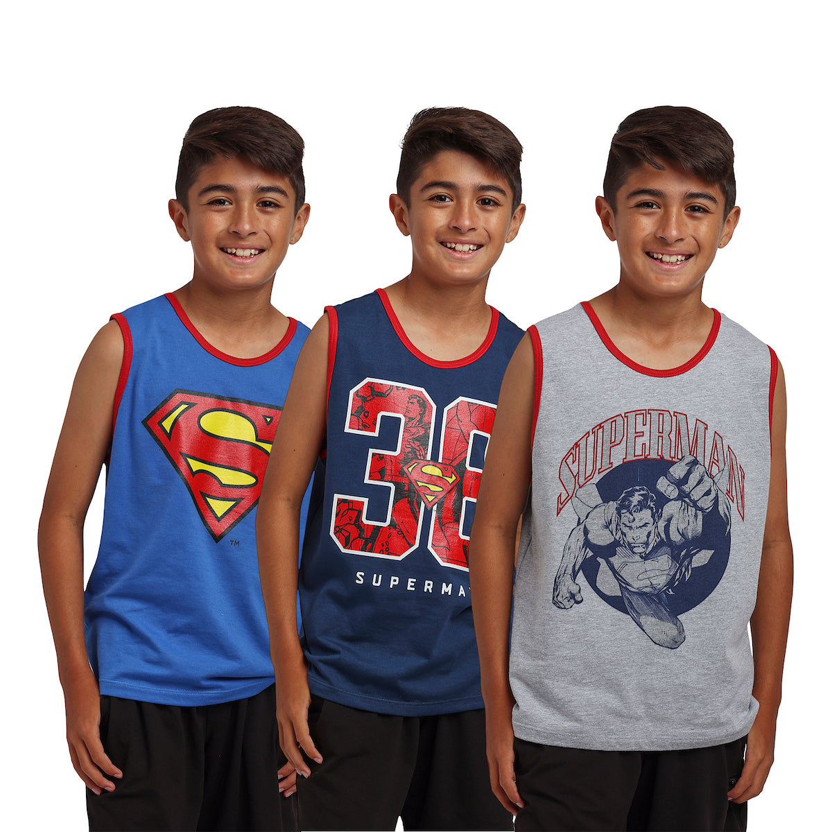 Superman 38 Logo Boy’s 3-Pack Tank Top Set