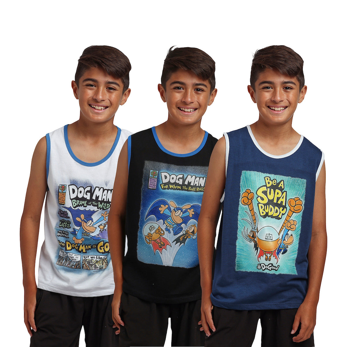 Dog Man Cover Art Boy’s 3-Pack Tank Top Set