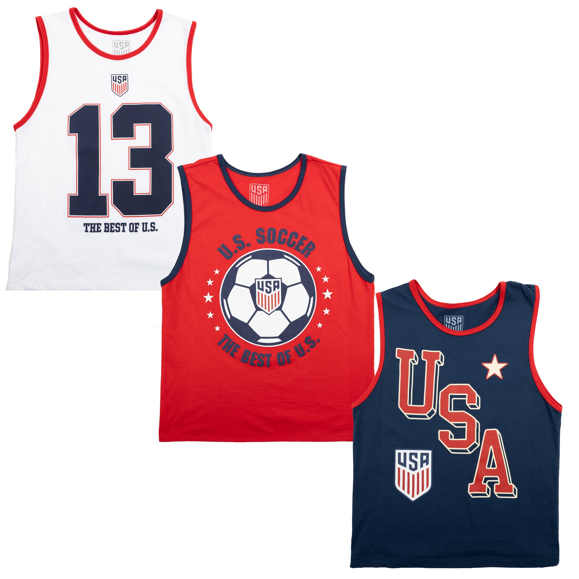U.S. Soccer Federation Soccer Fan Value 3-Pack of Youth Boy's Sleeveless T-Shirts