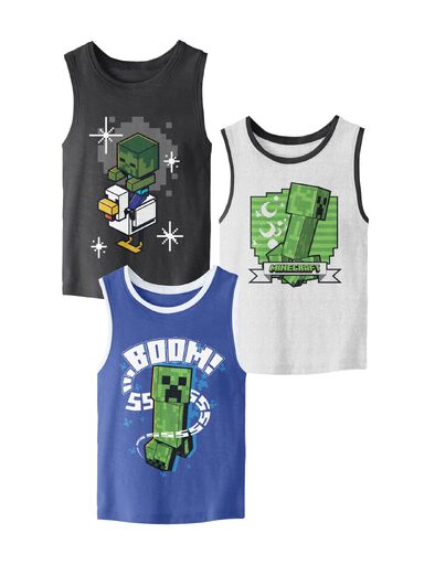 Minecraft Creepers & Chicken Jockey Boy's 3-Pack Tank Top Set