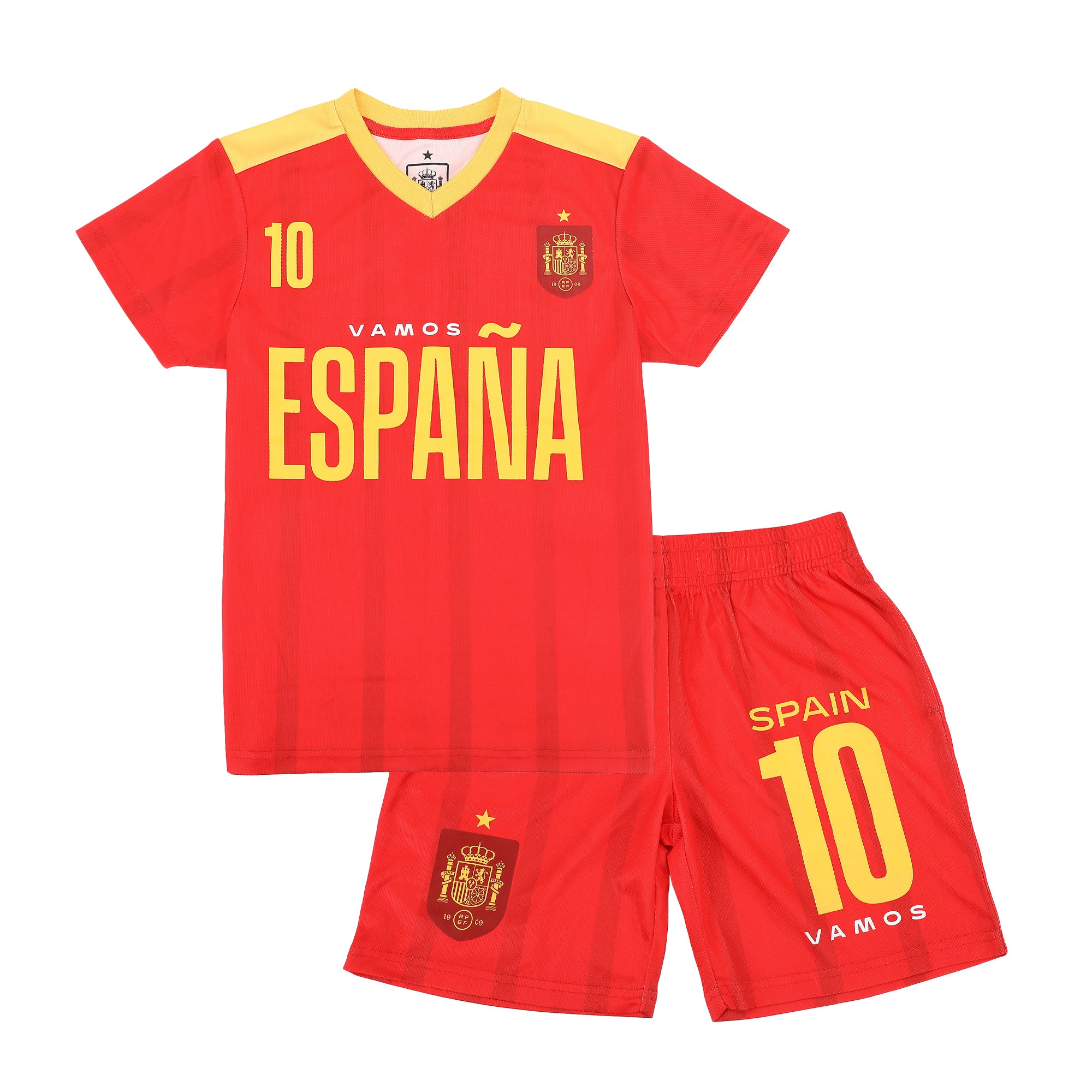 Spain Soccer Federation Espana 10 Boy’s 2-Pack Soccer Jersey & Shorts Combo Set