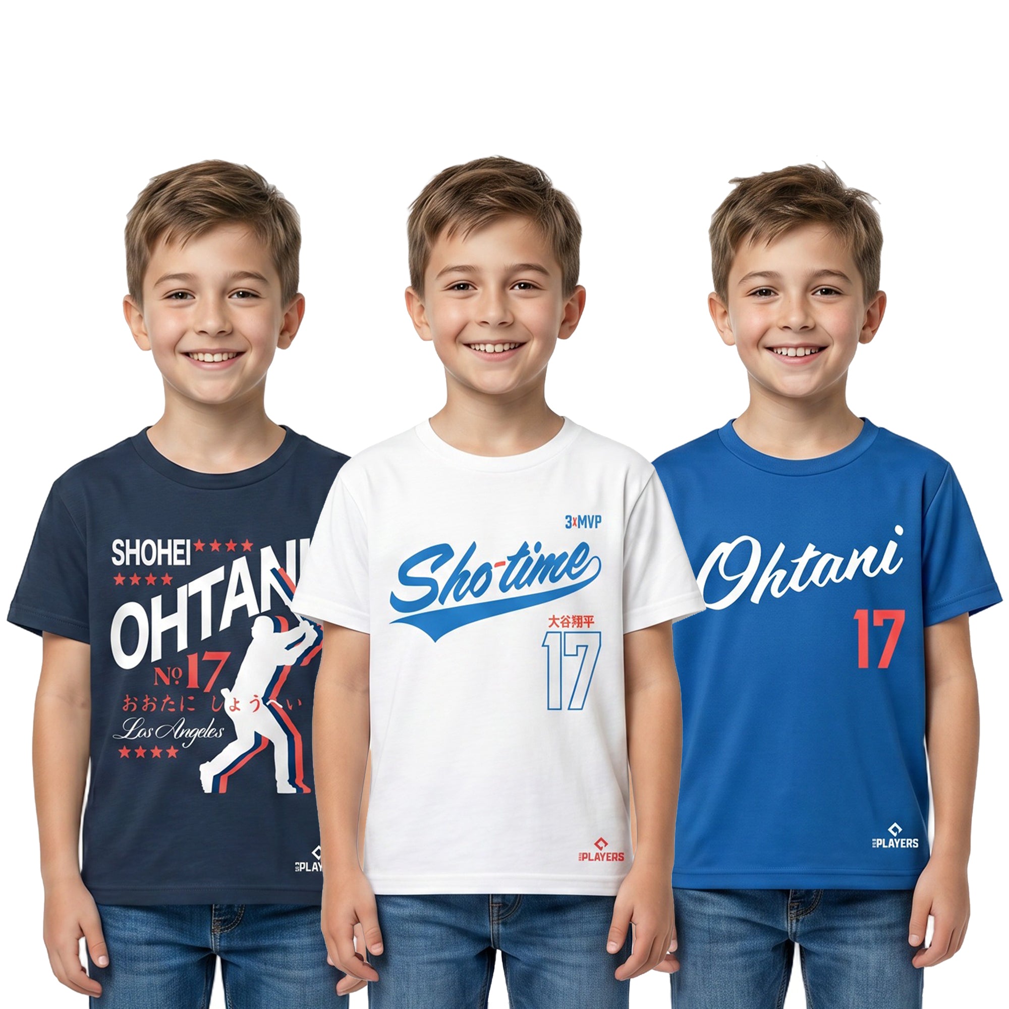 MLB Player Association Shohei Ohtani Value 3-Pack of Youth Boy’s Short Sleeve T-Shirts