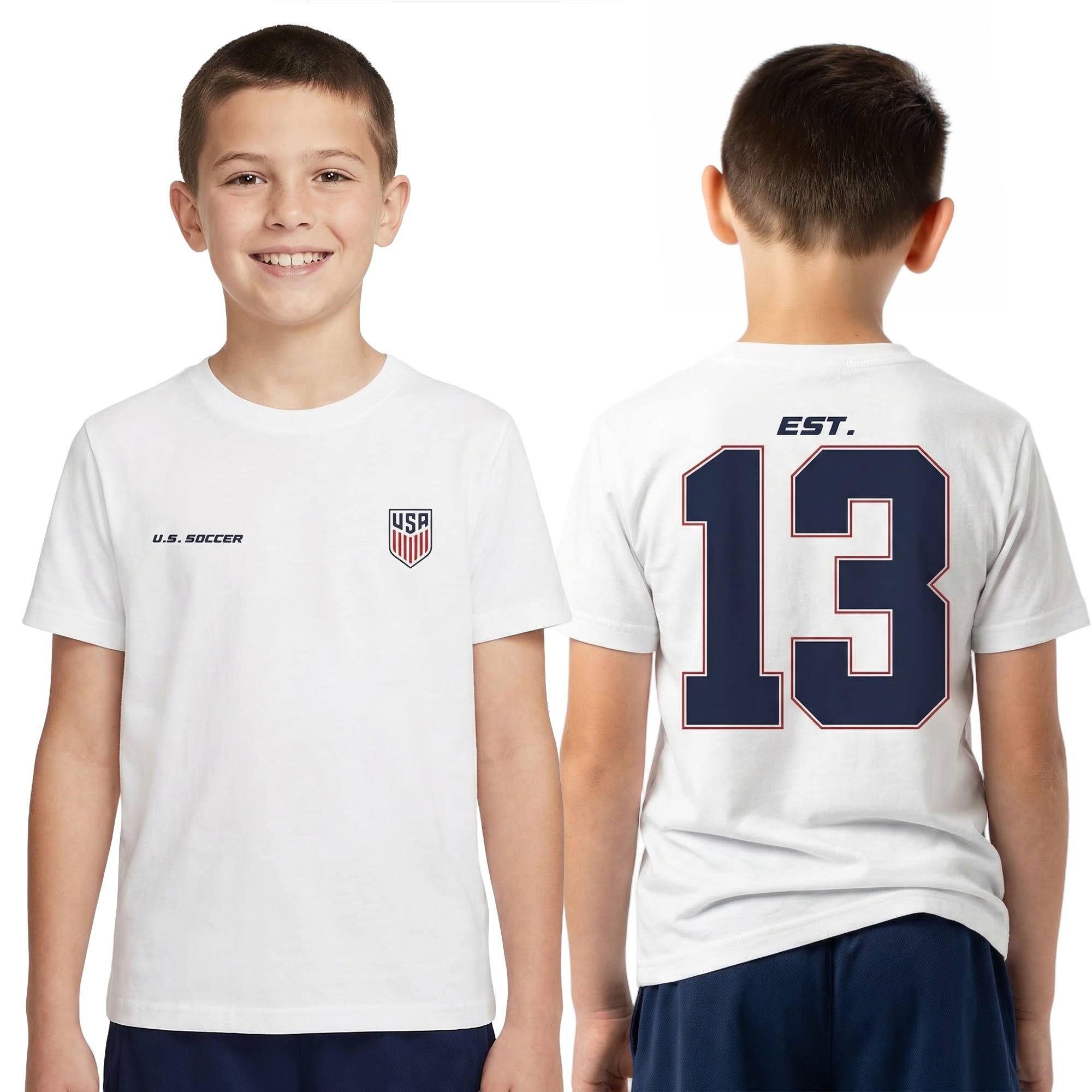 USSF USA Logos 13 Boy’s 3-Pack Crew Neck Short Sleeve T-shirt