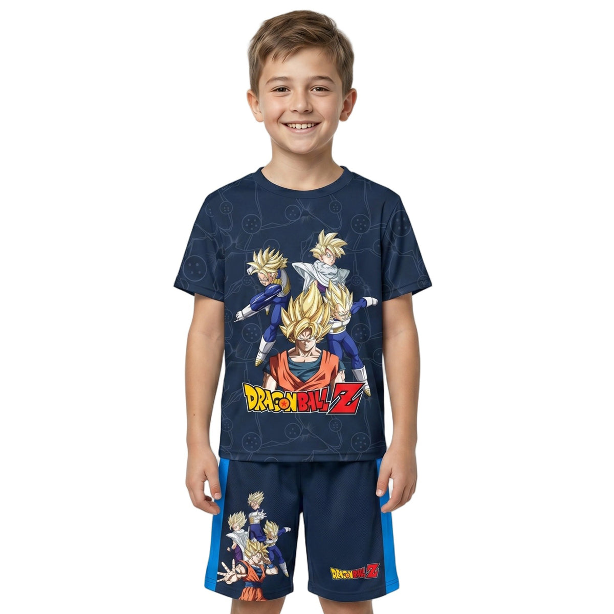 Dragon Ball Z Favorite Characters Youth Boy Muscle Shirt, Short-Sleeve Tee, and Lounge Shorts 3-Piece Combo Set