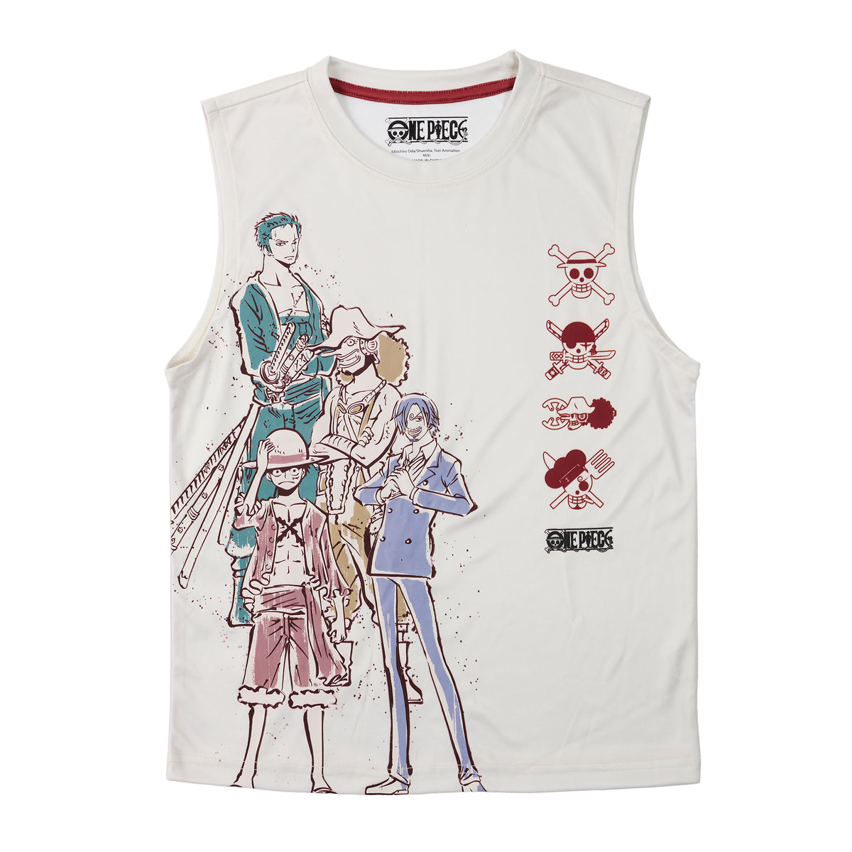 One Piece Monkey D. Luffy Youth Boy Muscle Shirt, Short-Sleeve Tee, and Lounge Shorts 3-Piece Combo Set