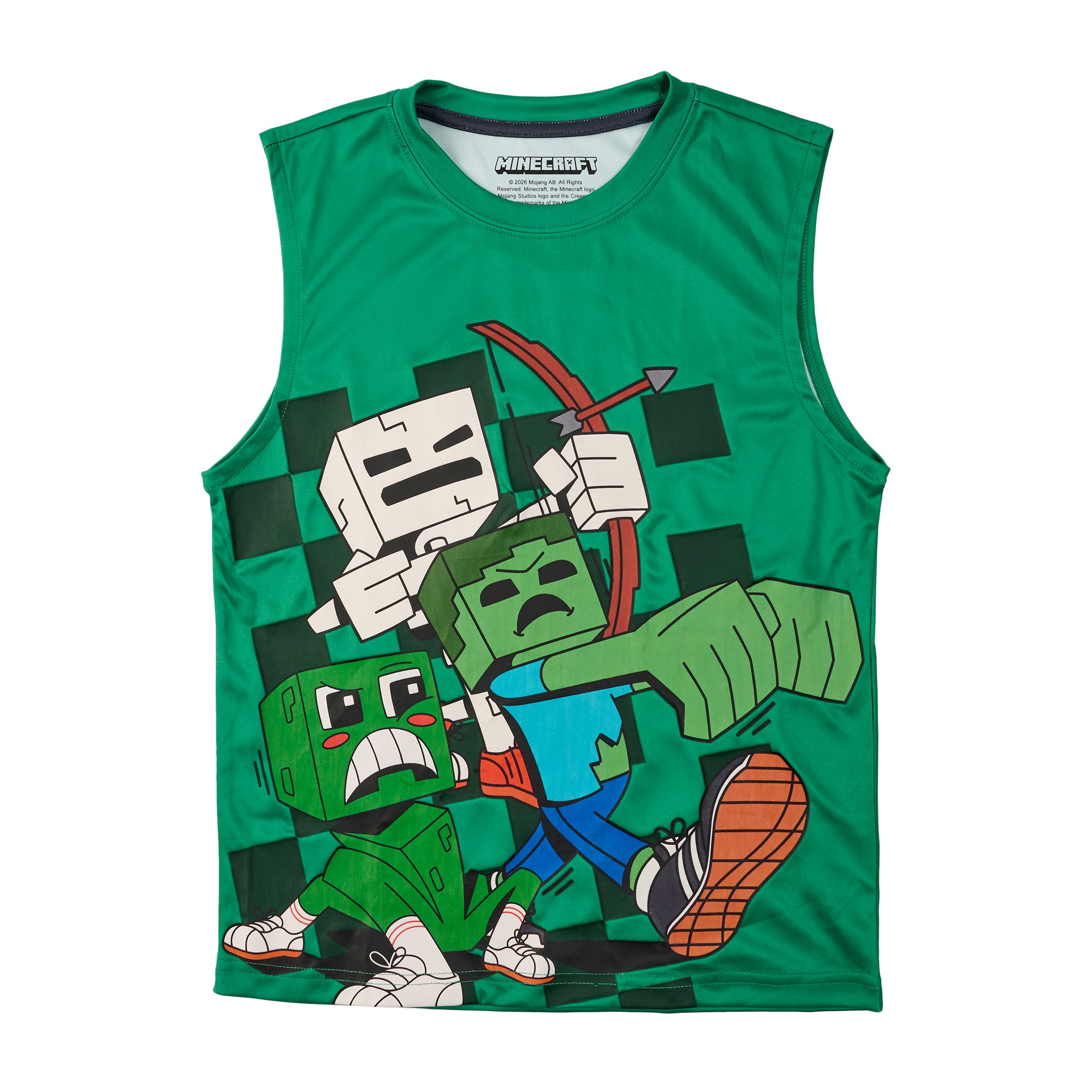 Minecraft Creepers And Pale Creepers Youth Boy Muscle Shirt, Short-Sleeve Tee, and Lounge Shorts 3-Piece Combo Set