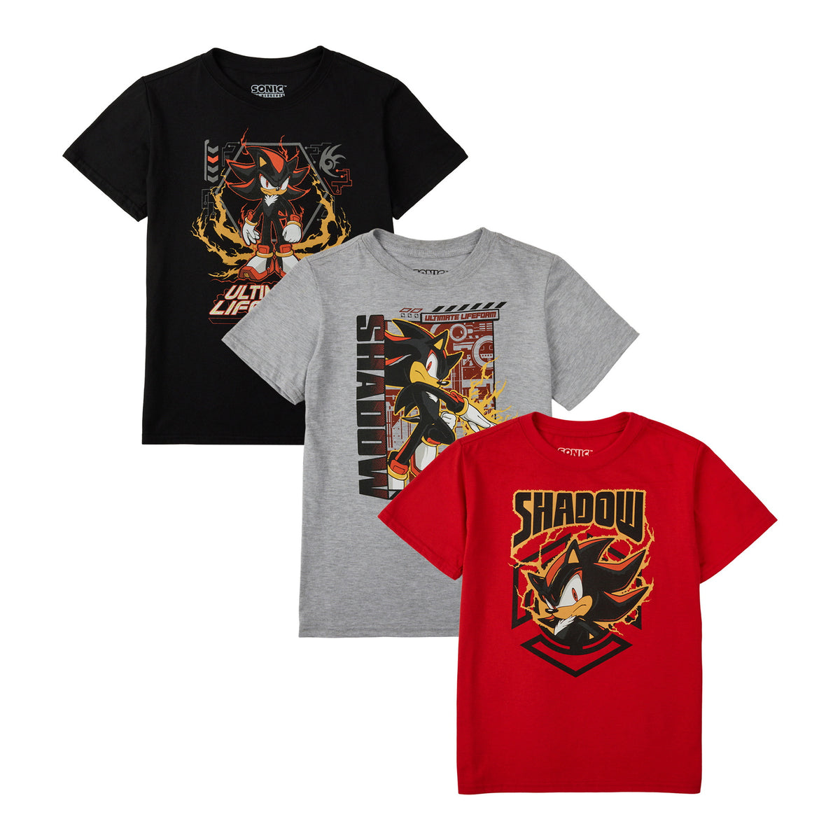 Sonic The Hedgehog Shadow 3 Pack T-Shirts for Boys