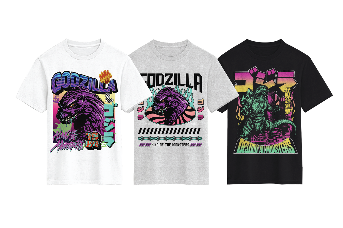 Godzilla Classic Boys 3-Pack Graphic Tees for Kids