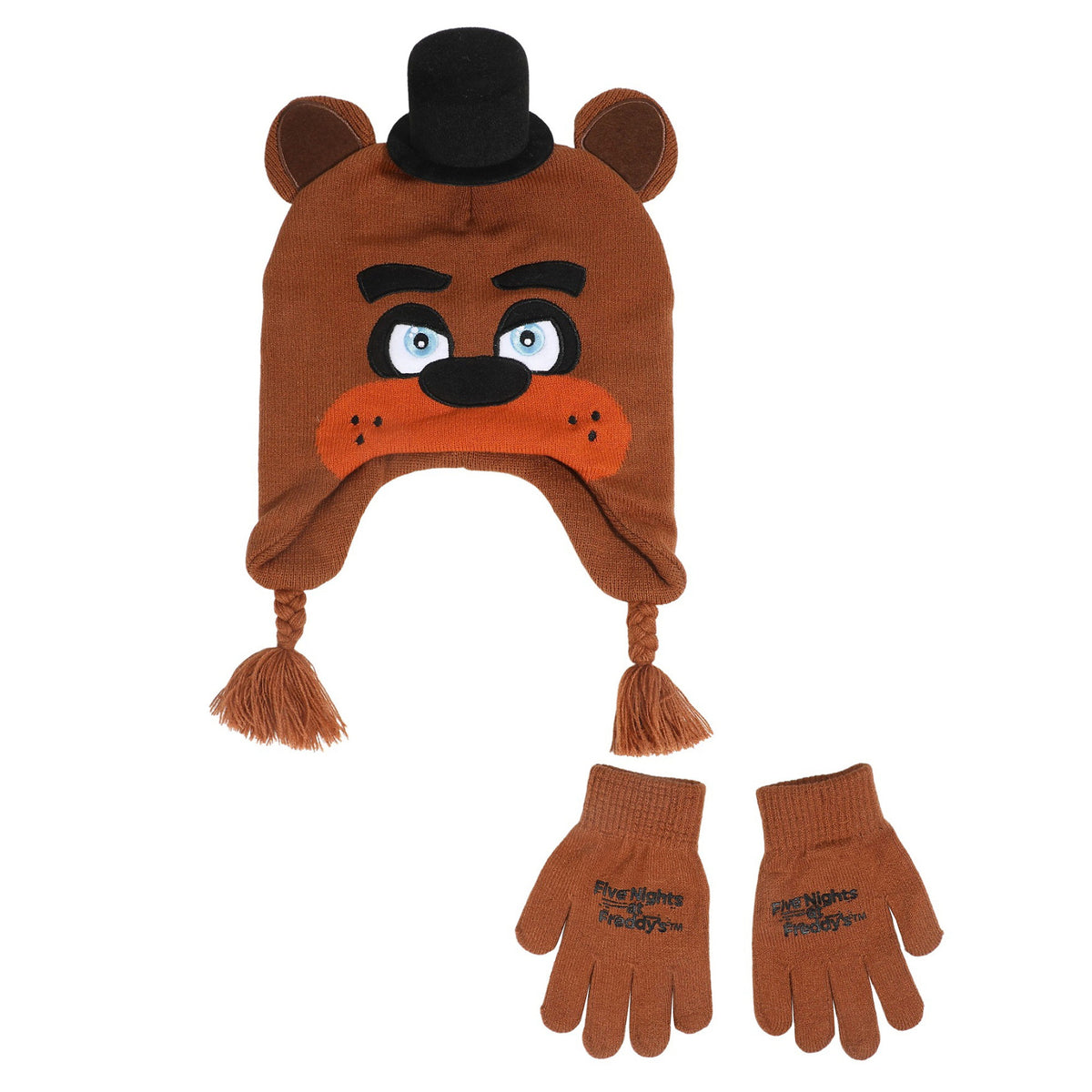 Five Nights At Freddy's Freddy Knit Peruvian Hat and Gloves Set for Kids