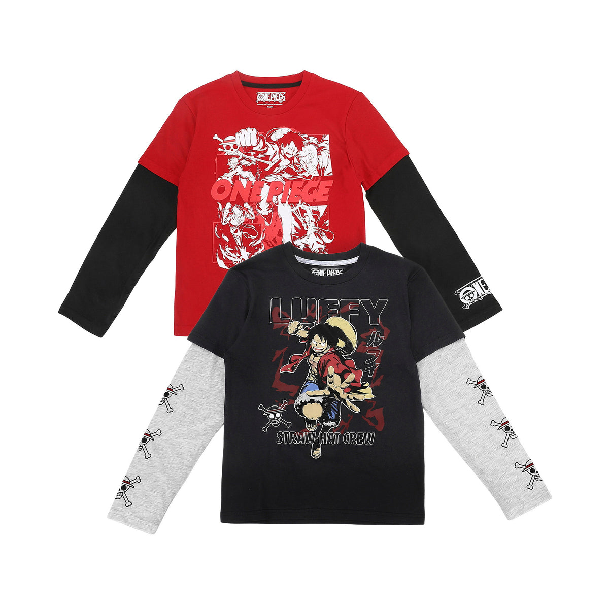 One Piece Luffy 2 Pack Twofer T-Shirt Set for Kids