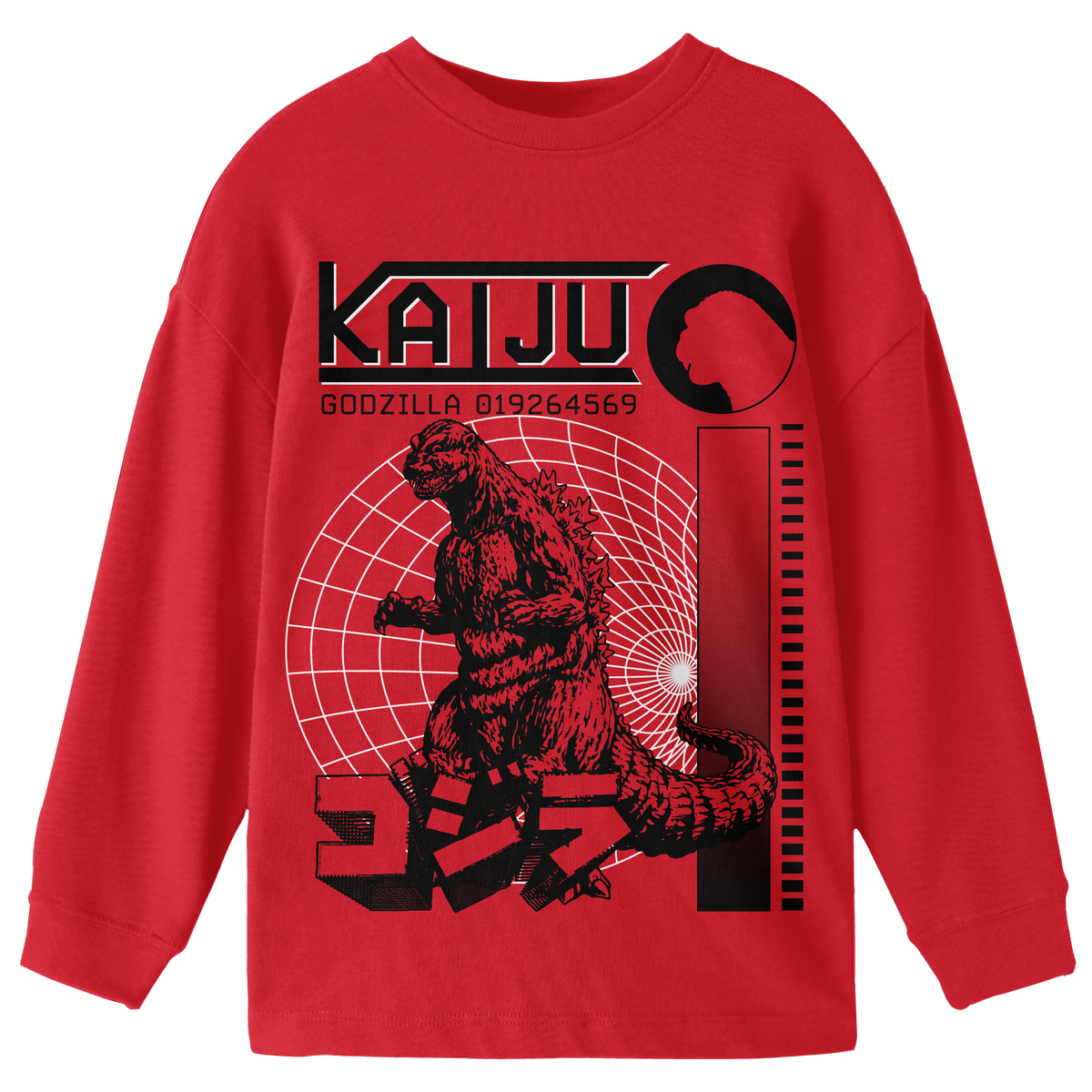 Godzilla Classic Boys 3 Pack Longsleeve Tees in Red Black Grey
