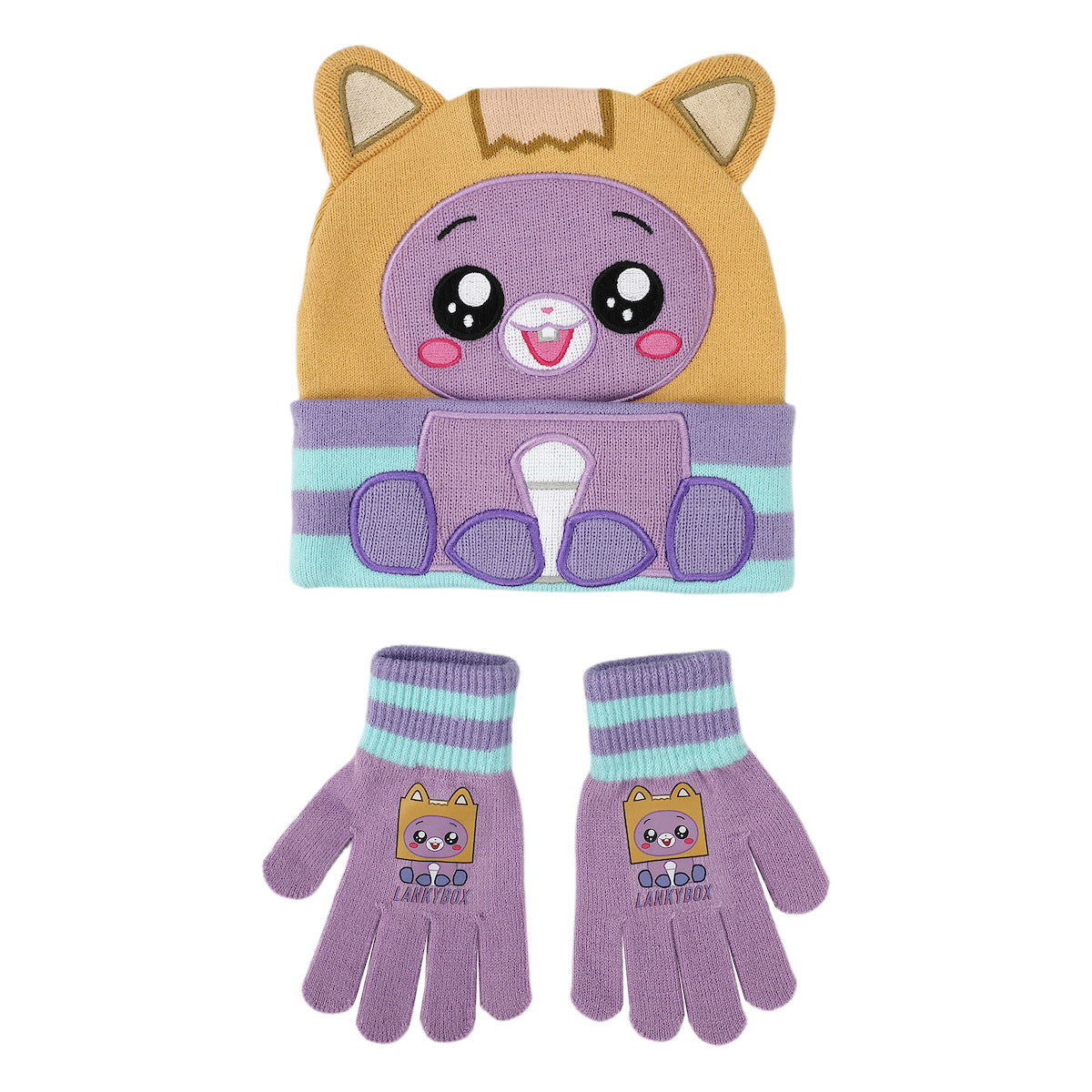 LankyBox Baby Foxy Youth 2-Piece Cuff Beanie & Magic Gloves Set