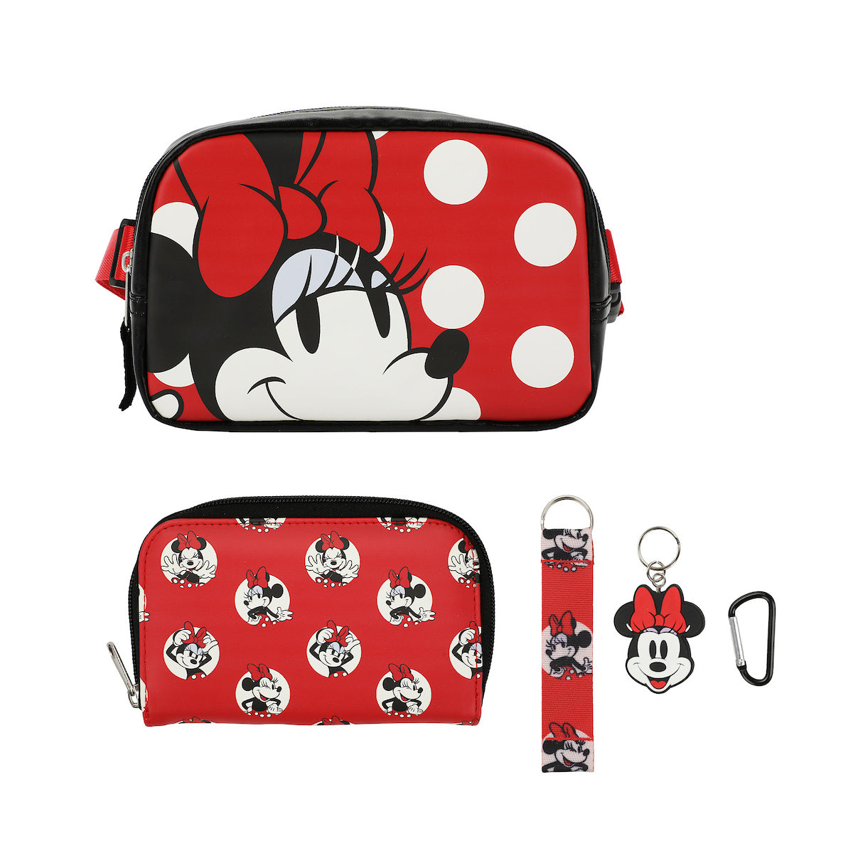 Disney Minnie Mouse Belt Bag, Wallet, Lanyard, and Keychain 4-Piece Gift Set
