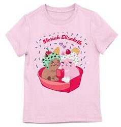 Moriah Elizabeth Cupcake with Frosting Pink Heart Girls Crew Neck Short Sleeve T-shirt