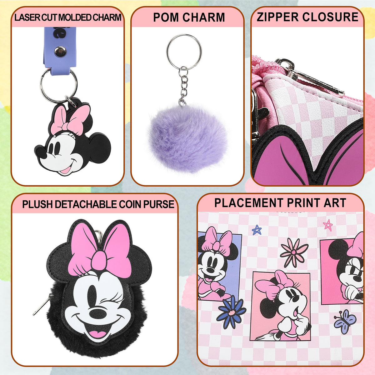 Minnie Mouse Classic Handbag Coin Purse and Bag Charm Set for Kids